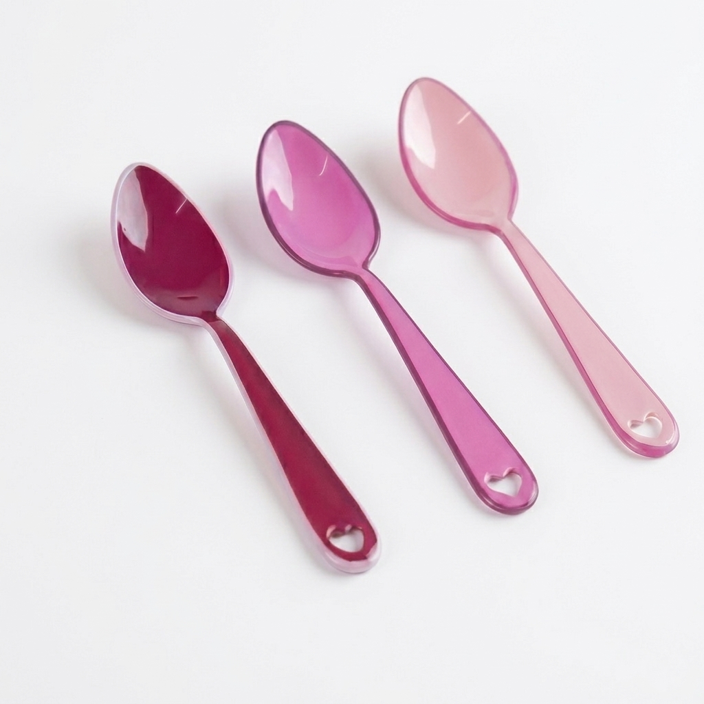 Enamel Spoon Set , Pink (Set of 3) - 5.3 x 1.3 Inches