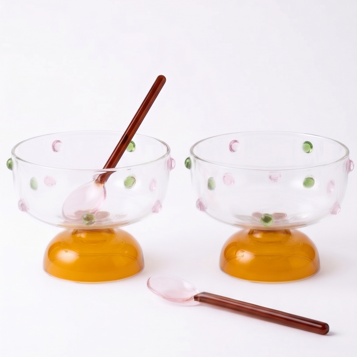 Dessert Glass & Spoon Duo Set | Handblown Borosilicate Glass