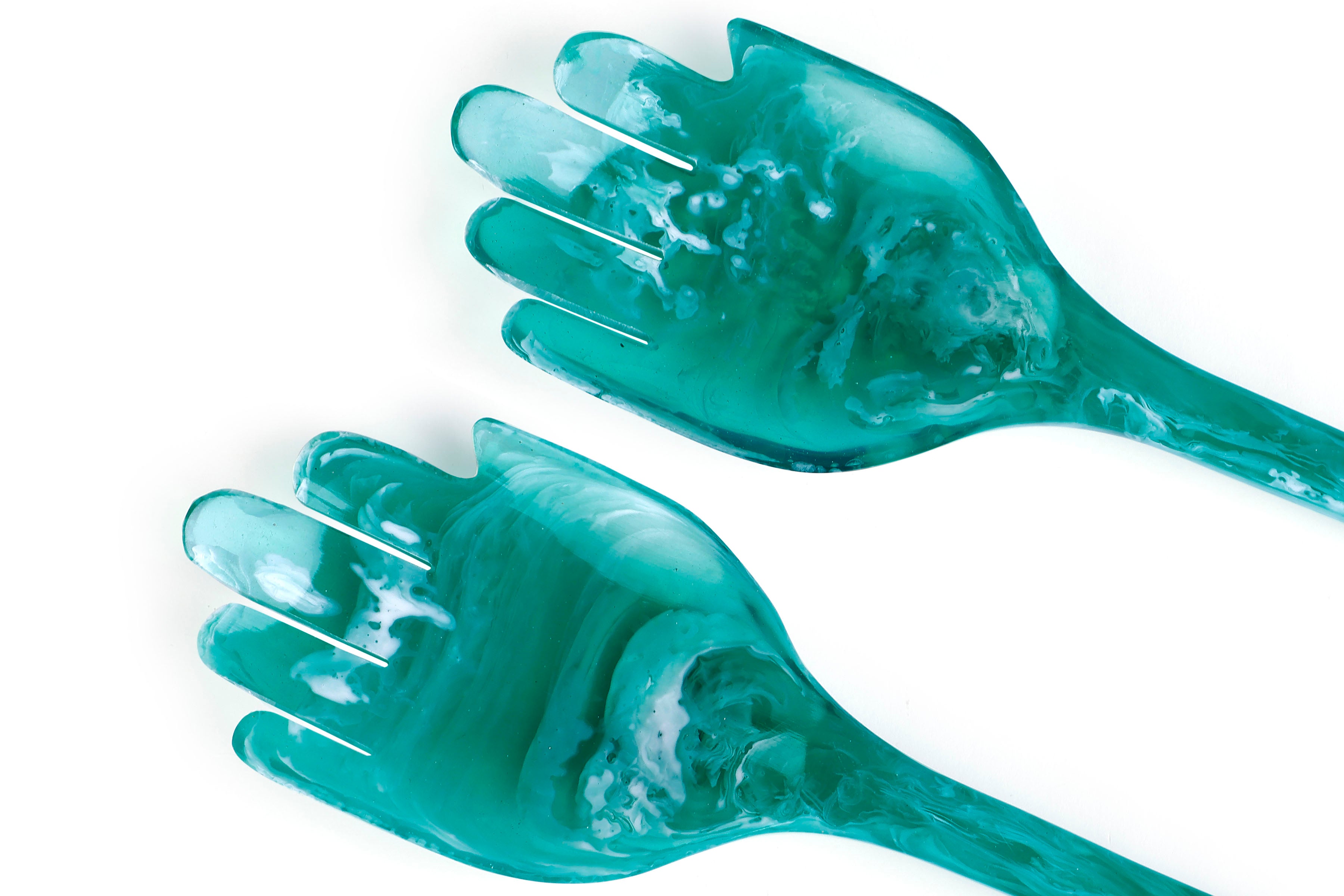 Hand Resin Salad Server- Green (Set of 2),10.2x2.5 Inches