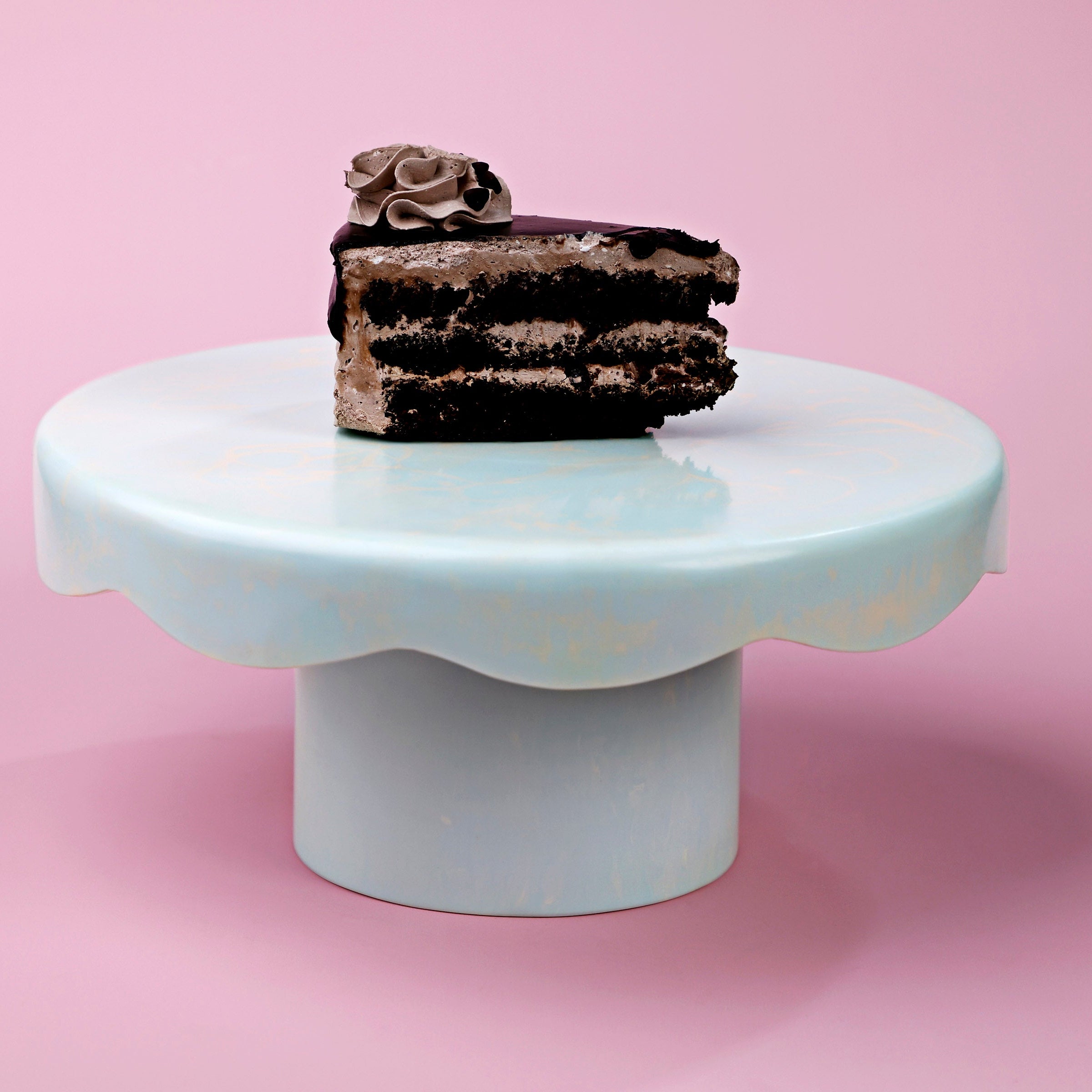 Blue Scallop Resin Cake Stand | Hand-Poured Resin | 9.5 In