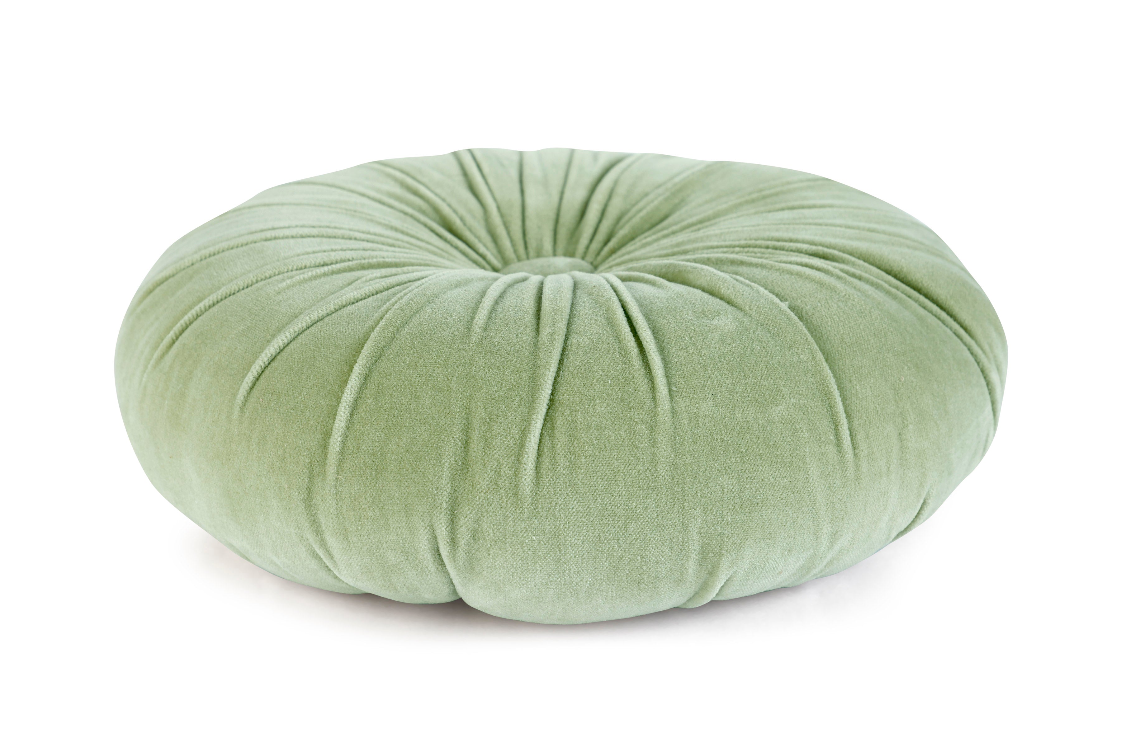 Mini Velvet Round Handmade Pillow, Pistachio - 11 Inch