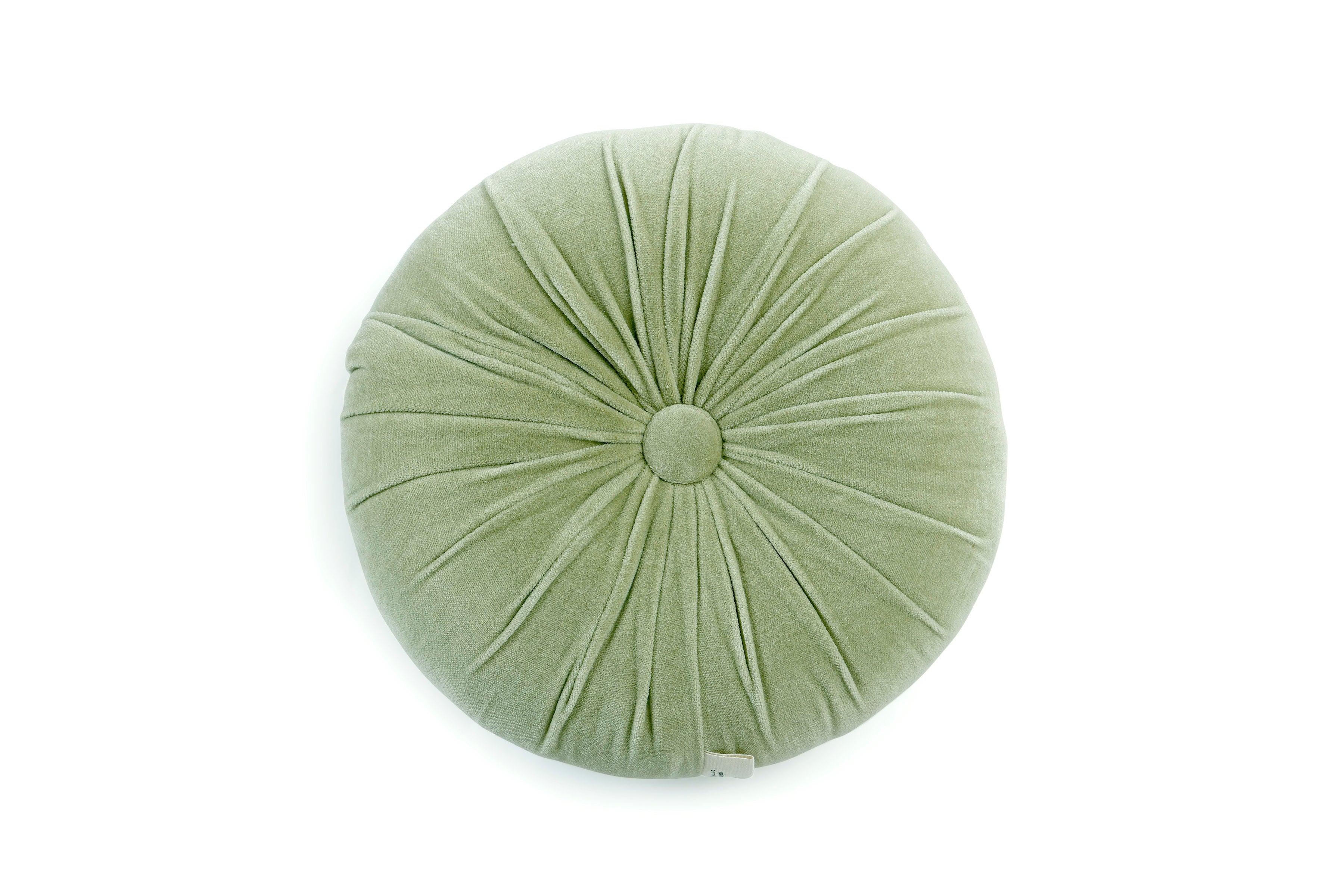 Mini Velvet Round Handmade Pillow, Pistachio - 11 Inch