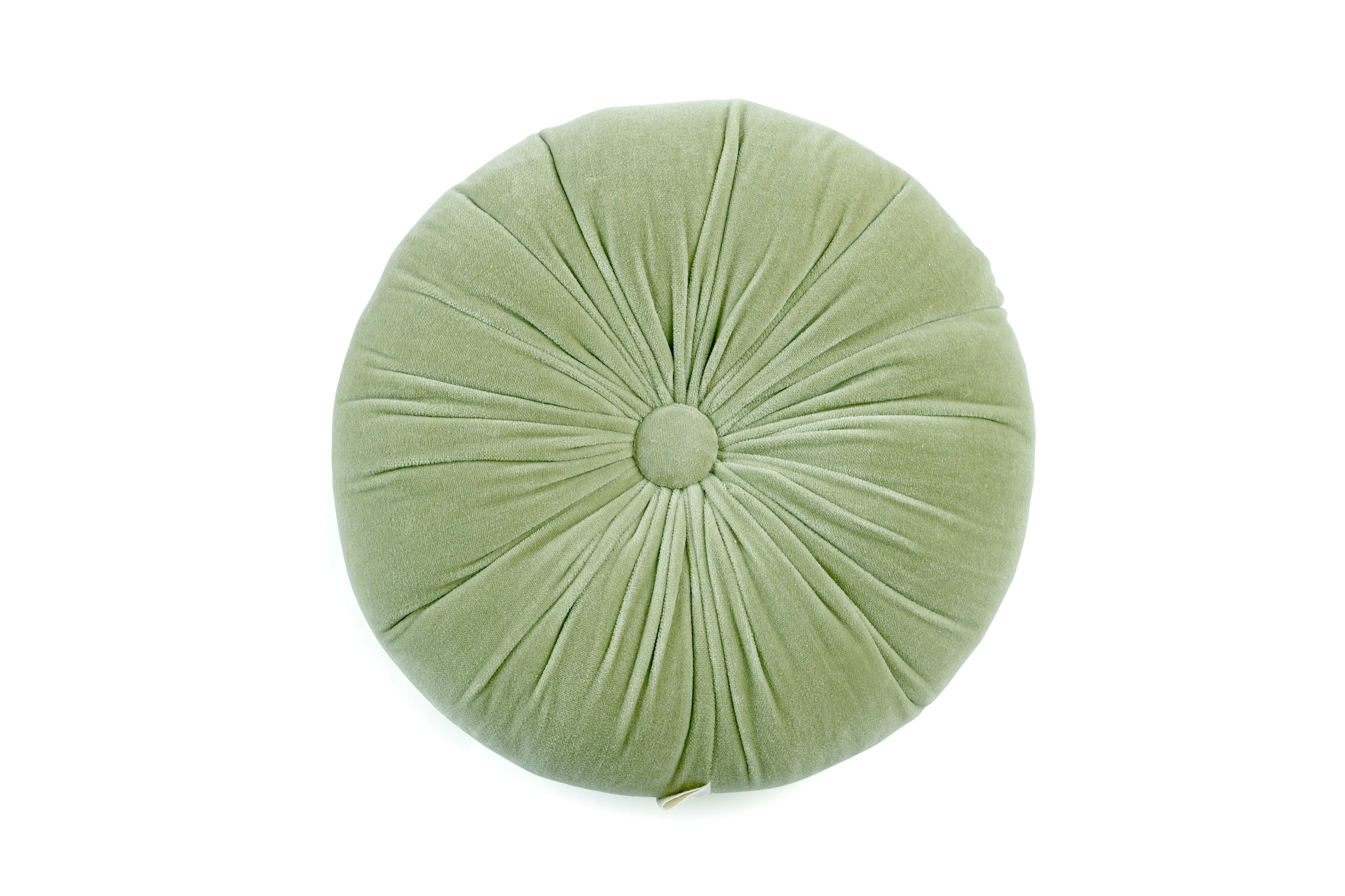 Mini Velvet Round Handmade Pillow, Pistachio - 11 Inch