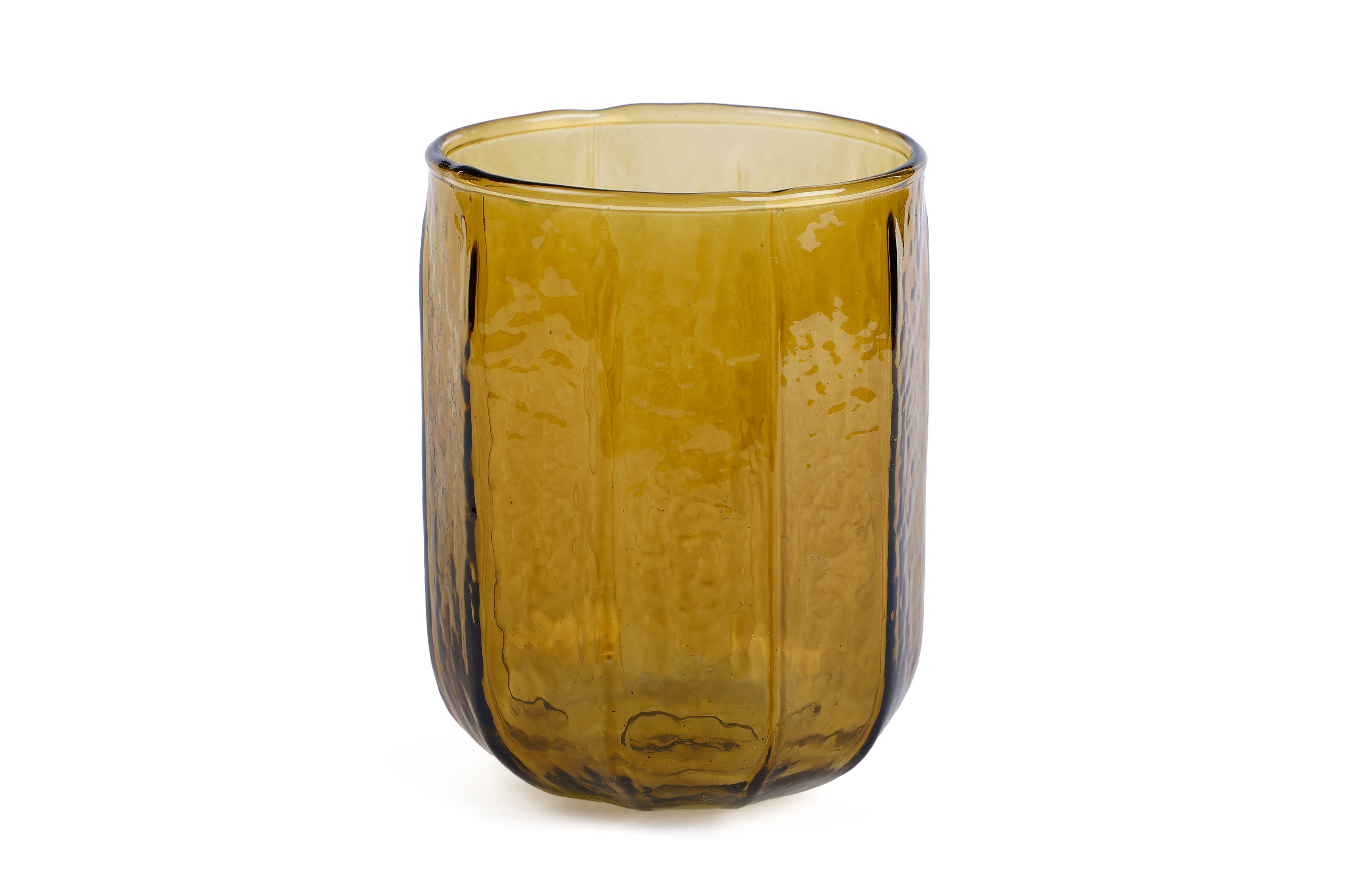 Hammered Water Glass , Brown - 4 X 3 Inches