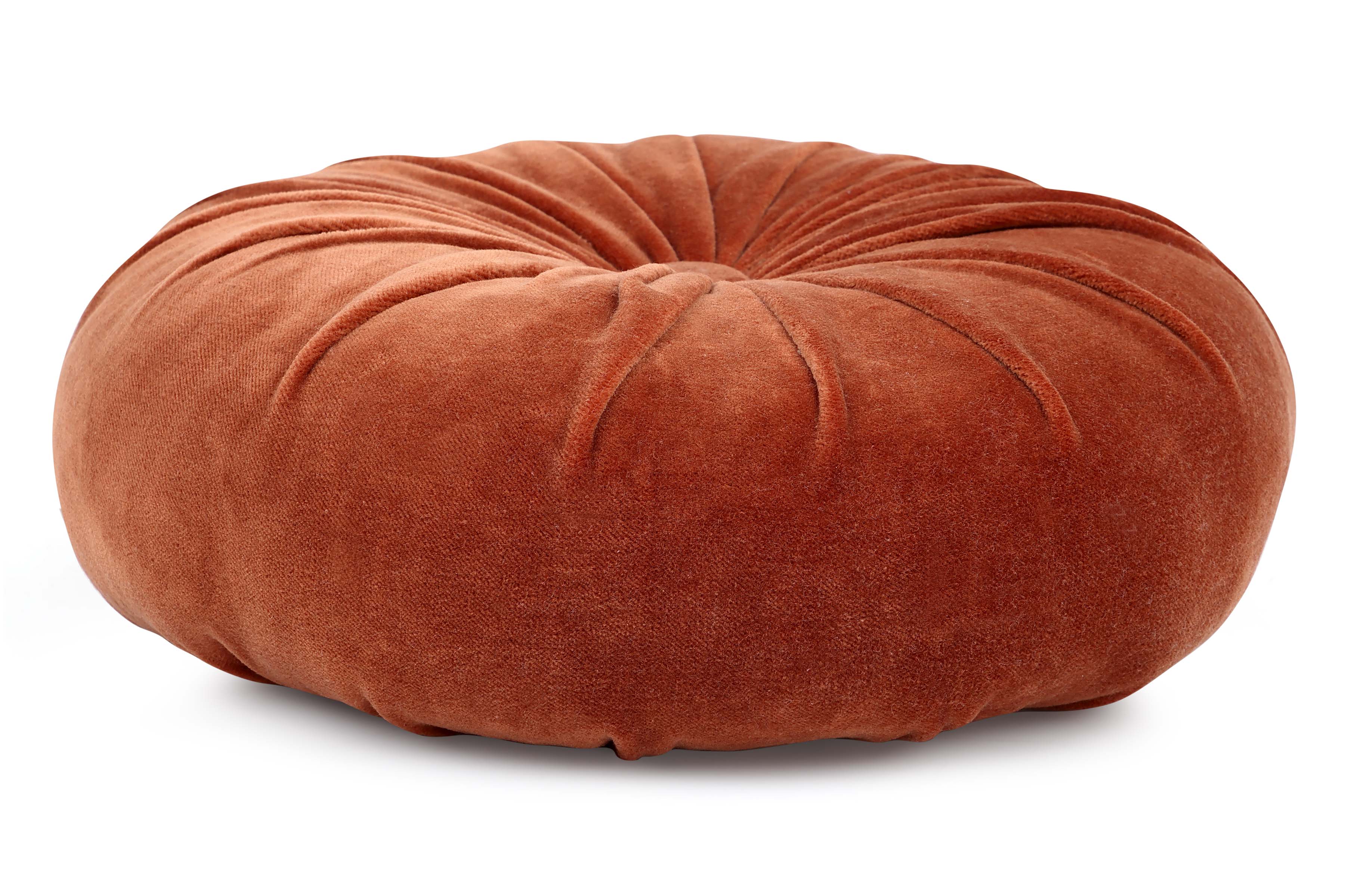 Mini Velvet Round Handmade Pillow, Rust - 11 Inch