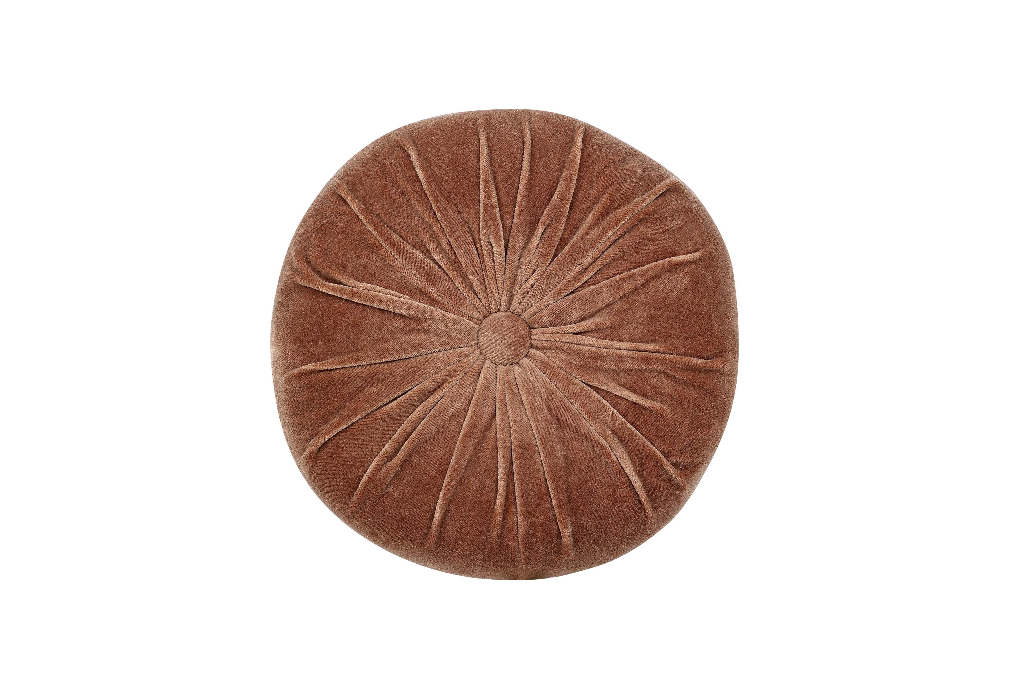 Mini Velvet Round Handmade Pillow - Mocha Brown- 11 Inch