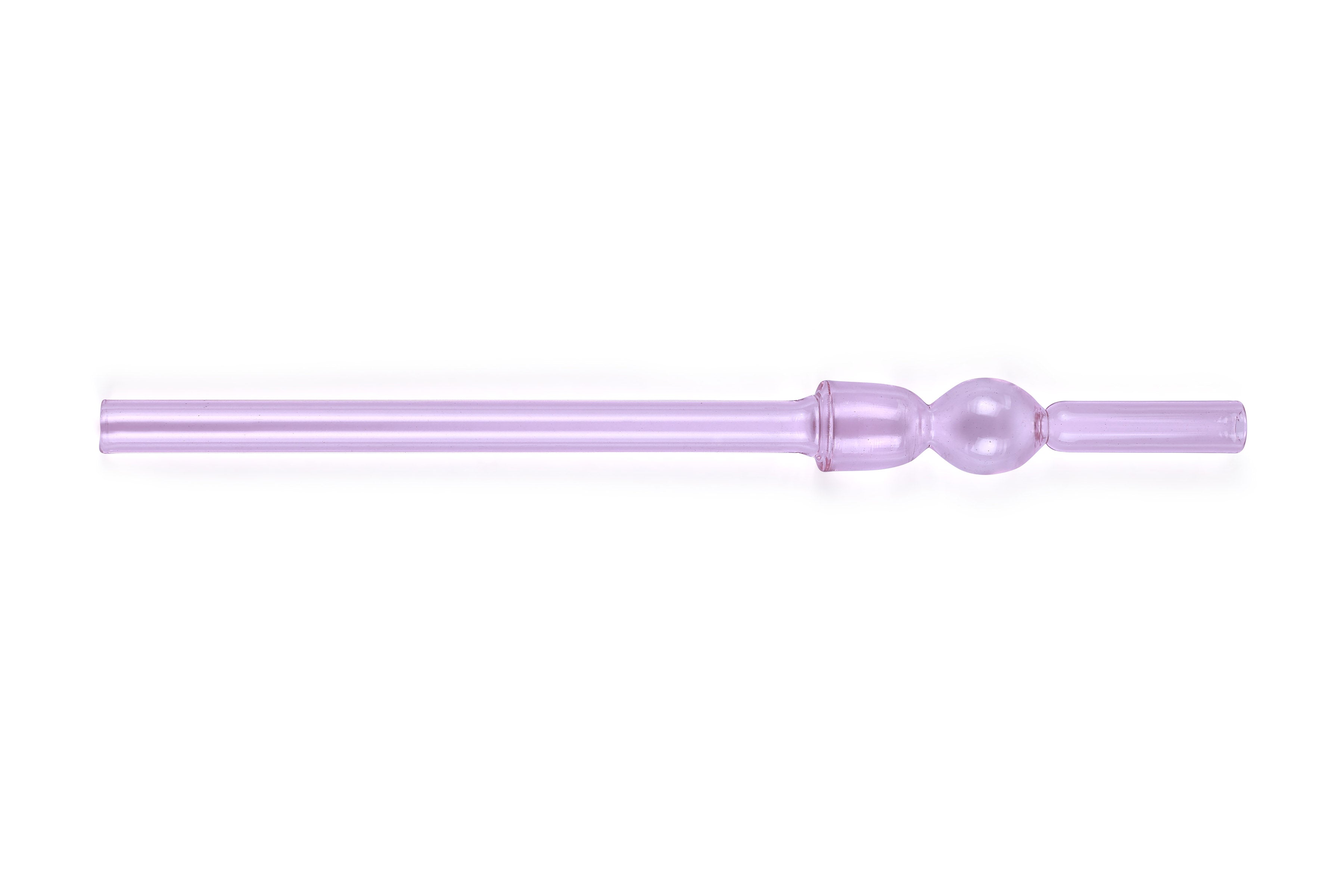 Glass Straw -Pink ,  (Set of 6) 8 x 1 Inches