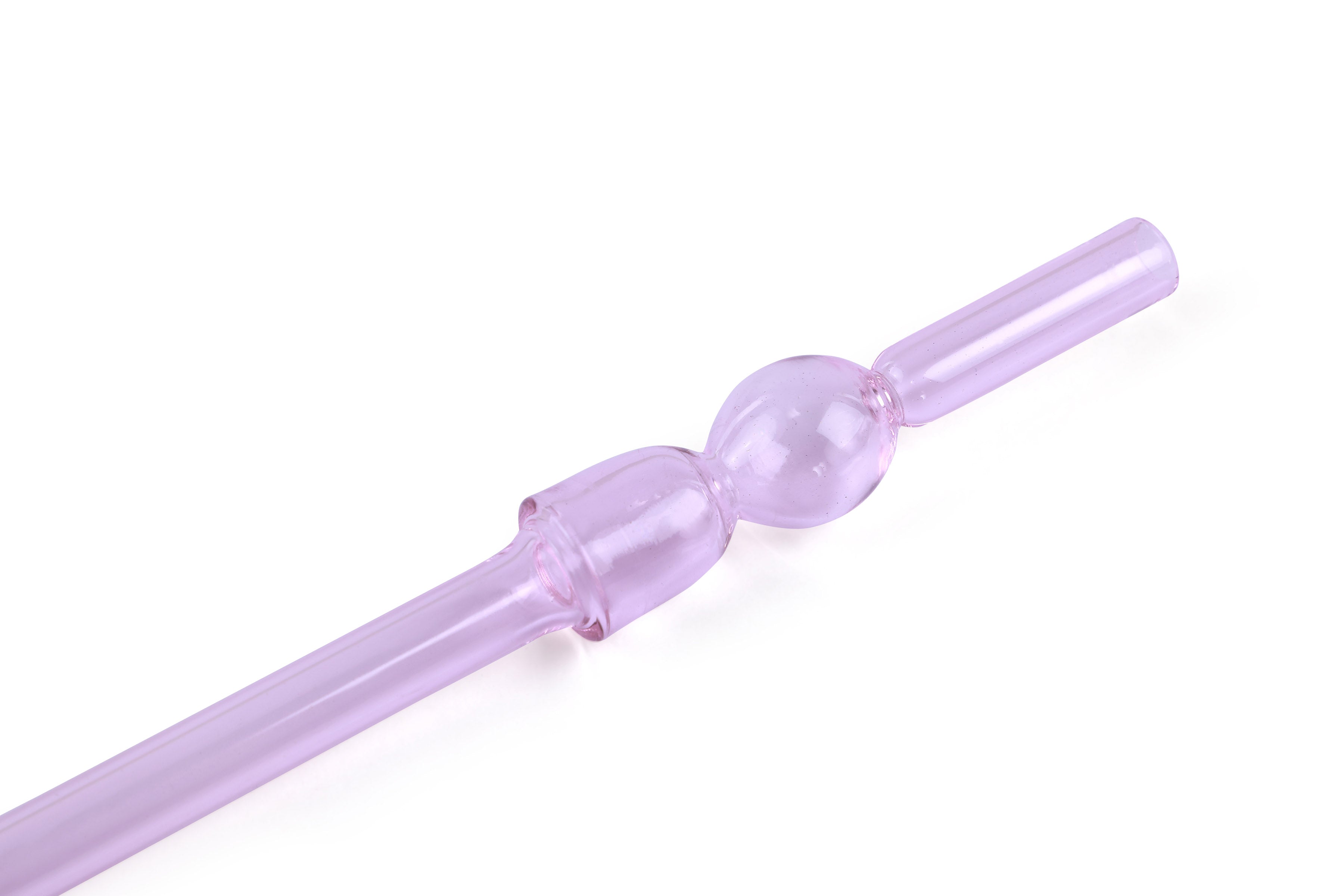 Glass Straw -Pink ,  (Set of 6) 8 x 1 Inches