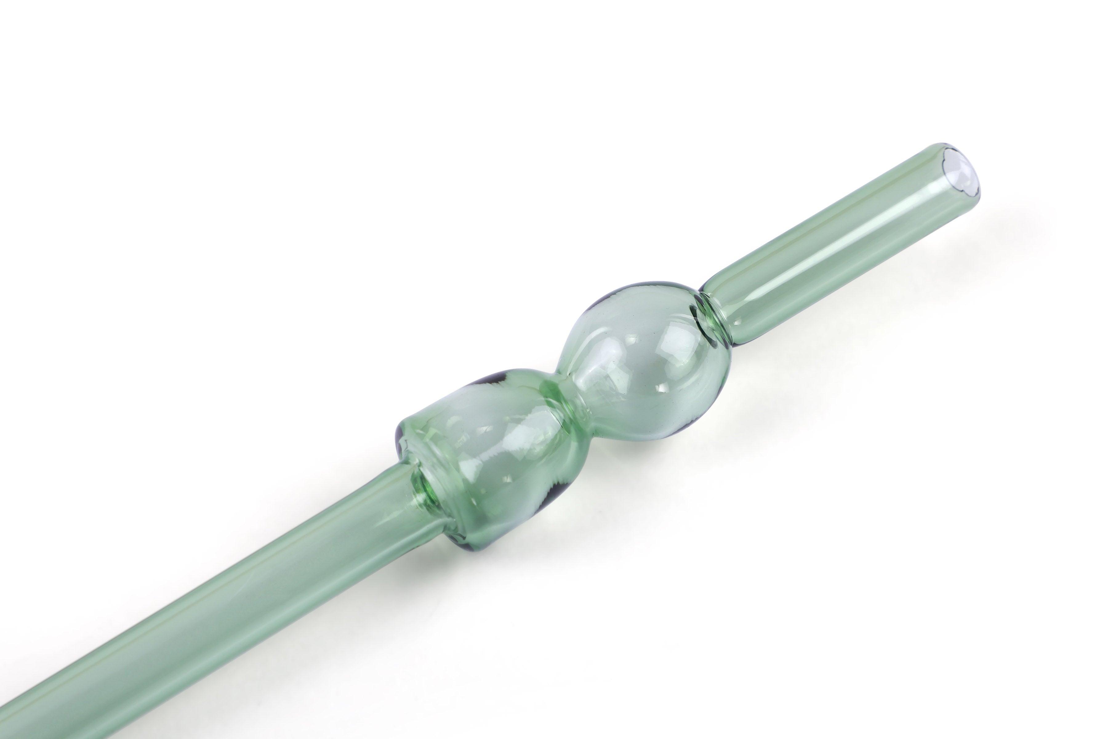 Glass Straw -Green (Set of 6) ,  8 x 1 Inches