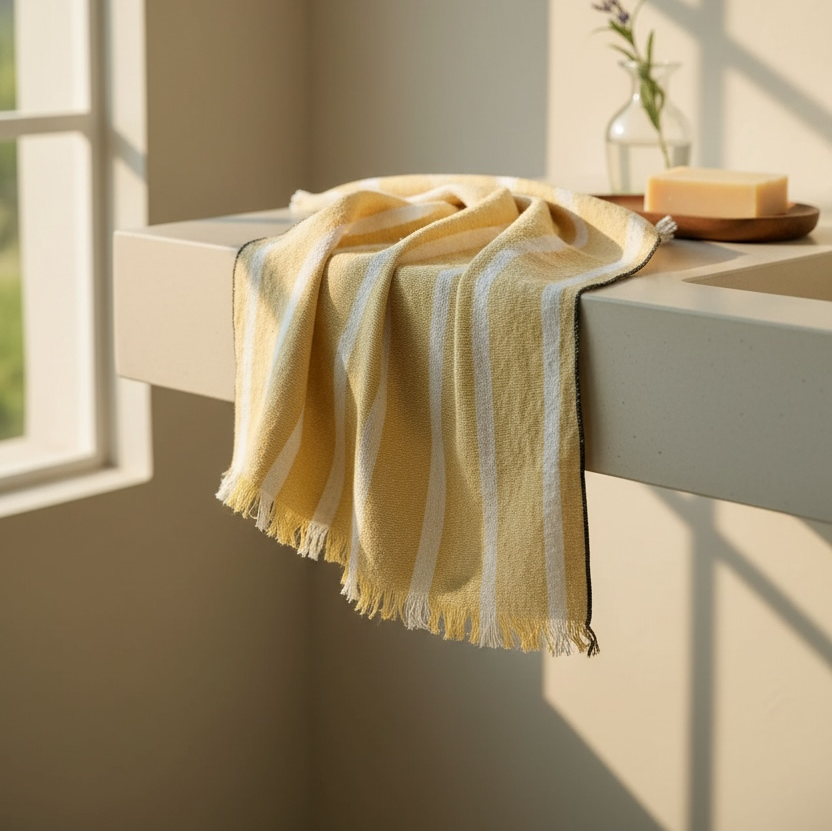 Handloom Cotton Hello Yellow Hand Towel 18x26 Inches