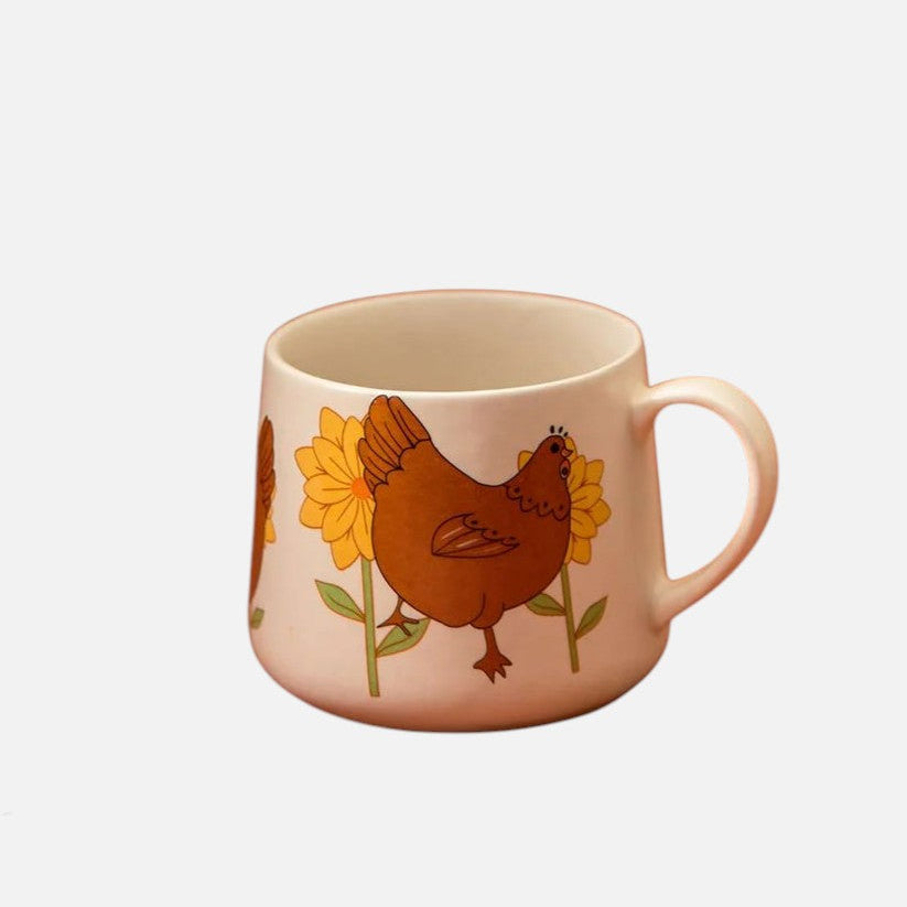Ceramic Coffee Mug with Hen Print - 3.5 x 3 Inches