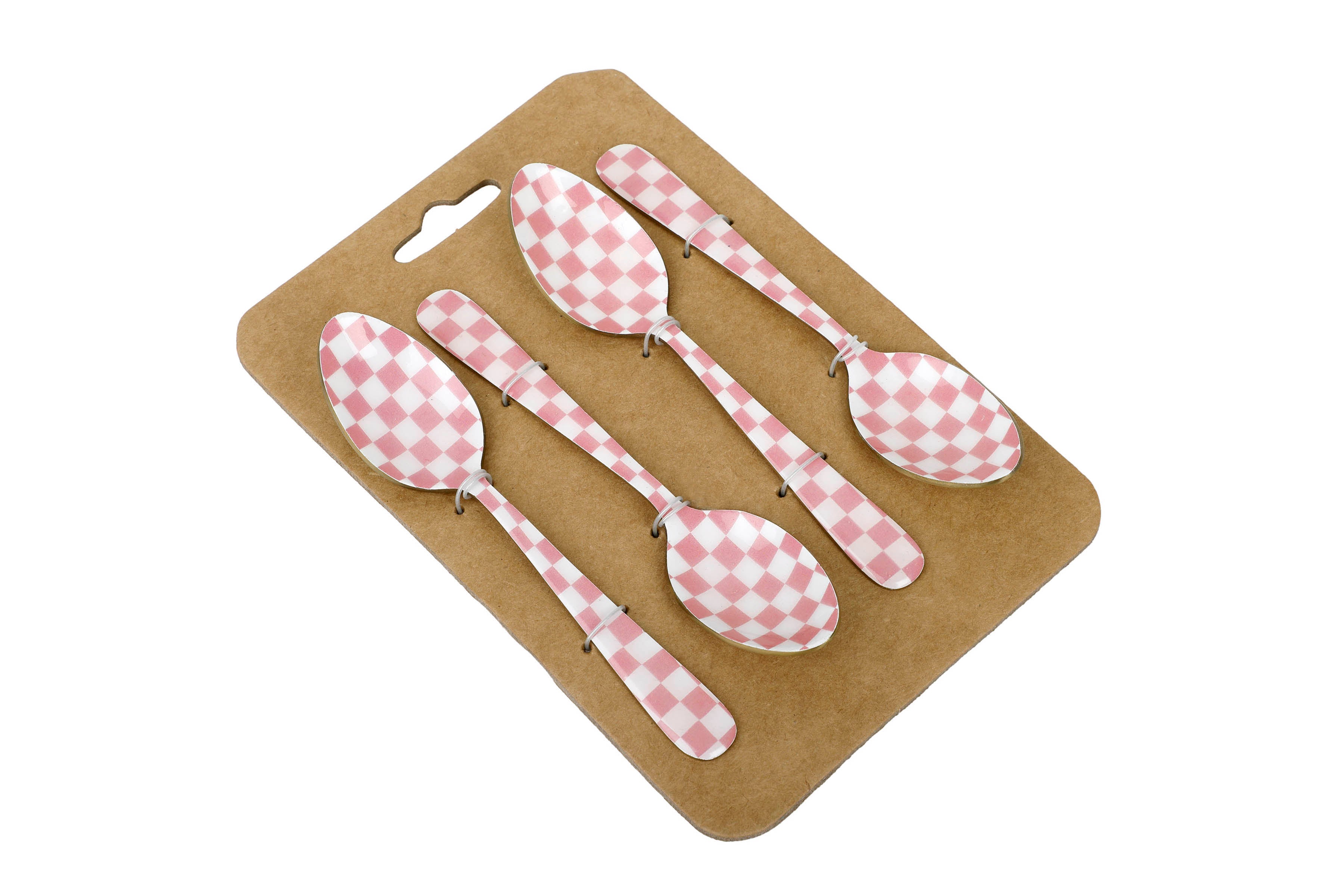 Pink Enamel Spoon Set – (Set of 4) , 5.4 x 1 Inches