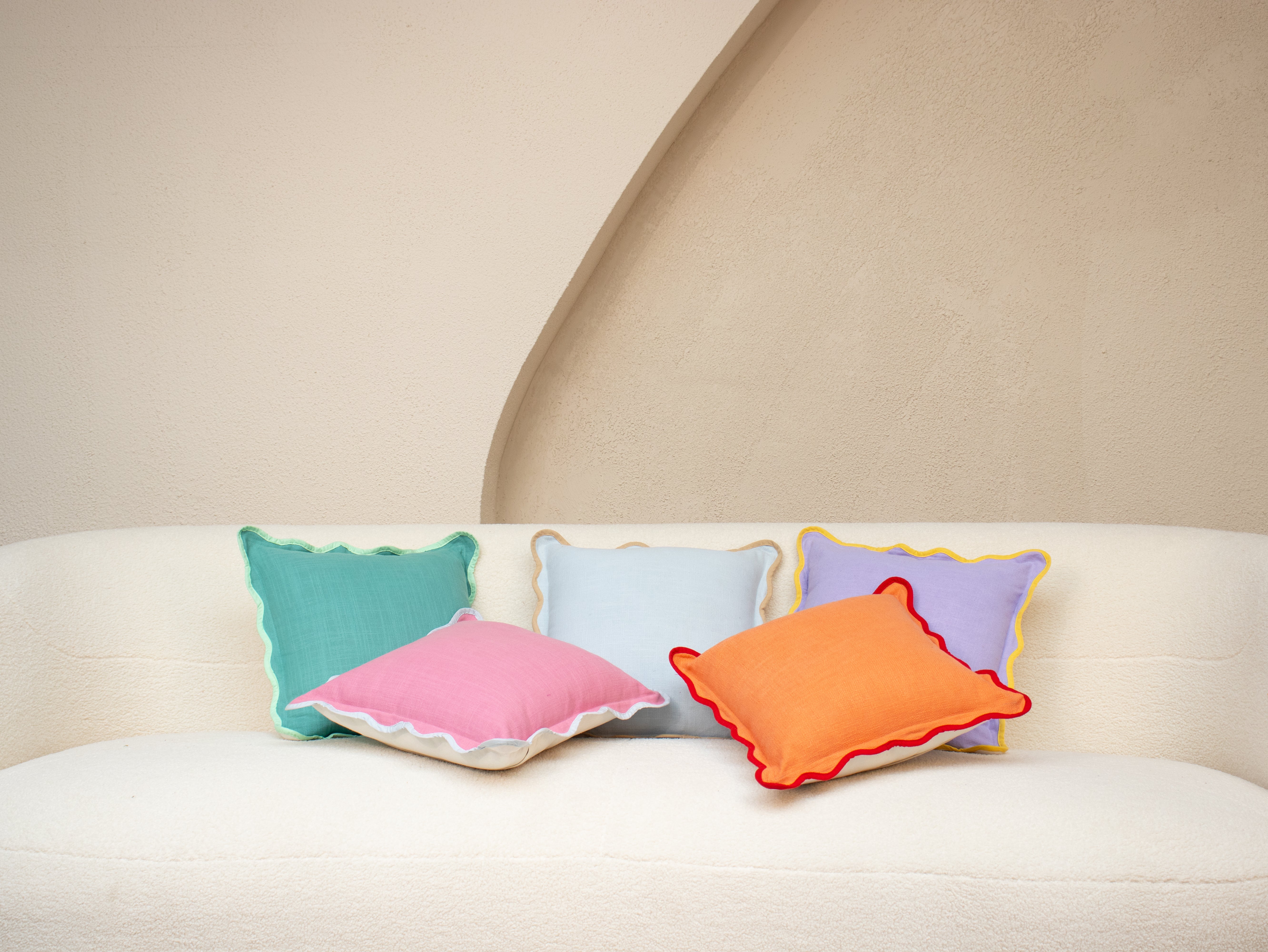 Scallop Accent Cushion 16x16 Inches,  Orange