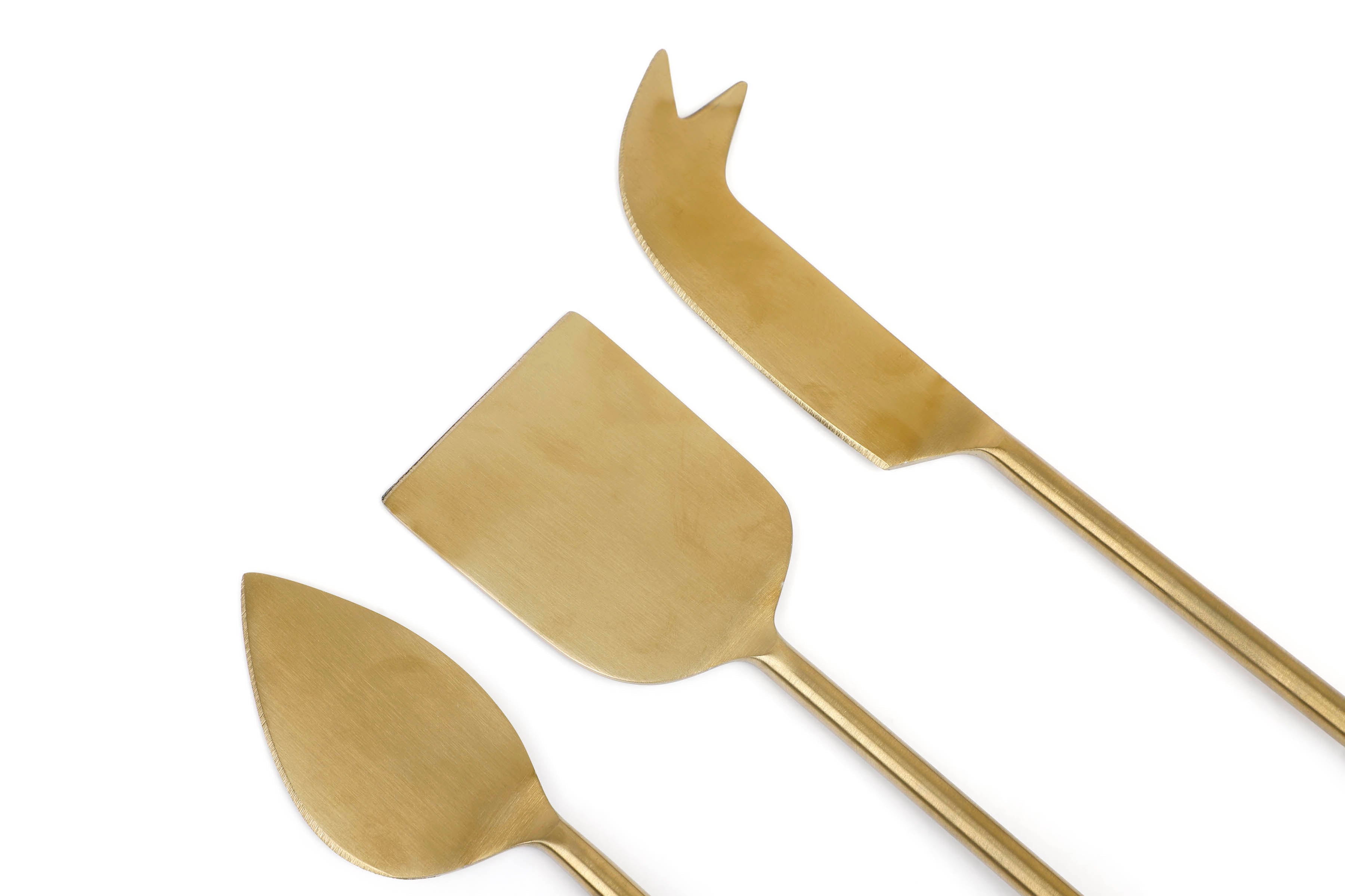 Brass Finish Cheese Knife Set , (Set of 3) - 6.5 x 2 Inches