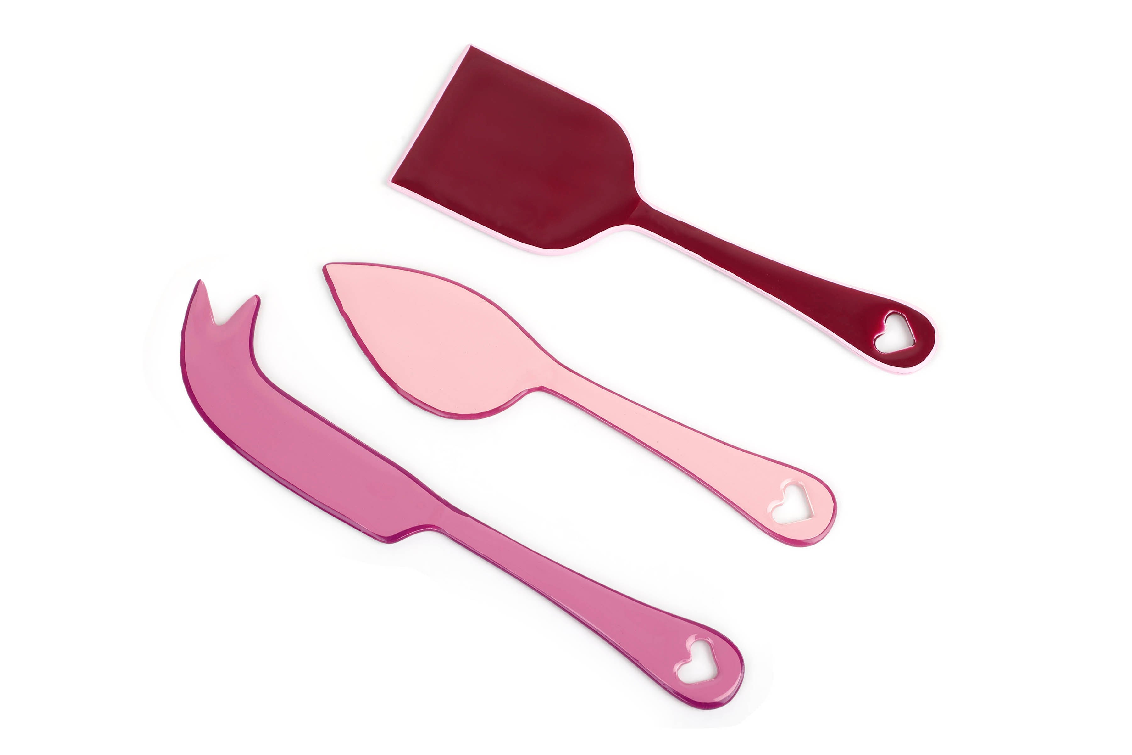 Enamel Cheese Knife Set , Pink (Set of 3) - 6.2 x 2 Inches