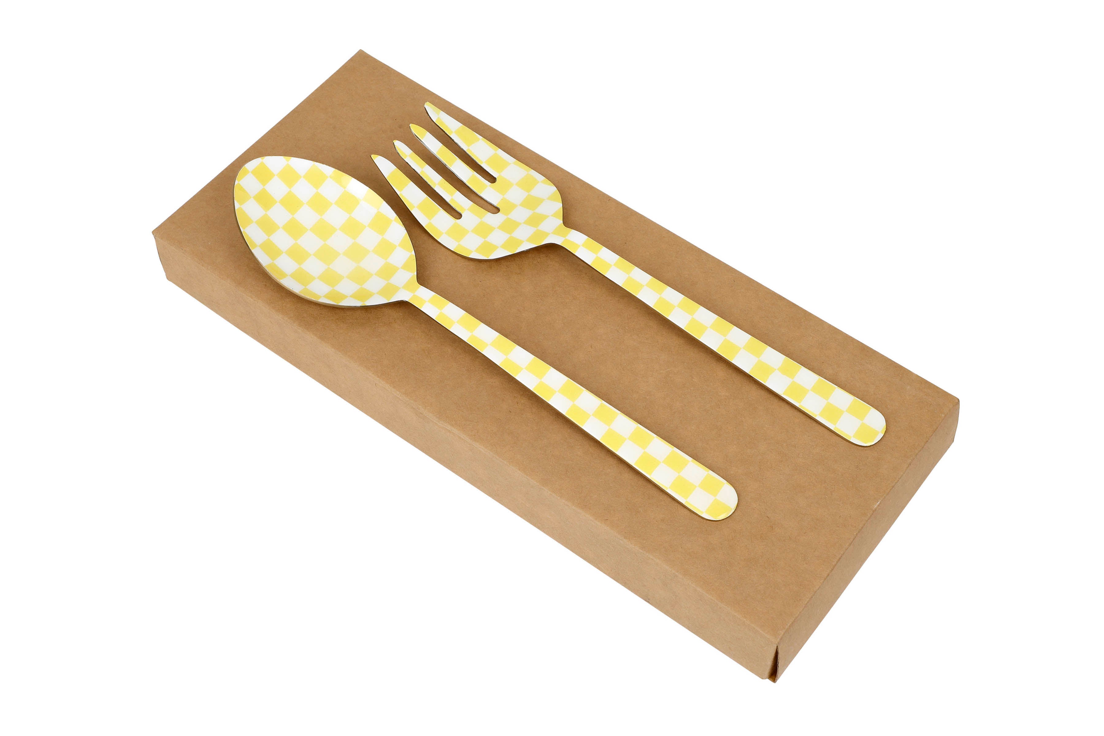 Yellow Enamel Salad Server (Set of 2) - 11 x 2.5 Inches