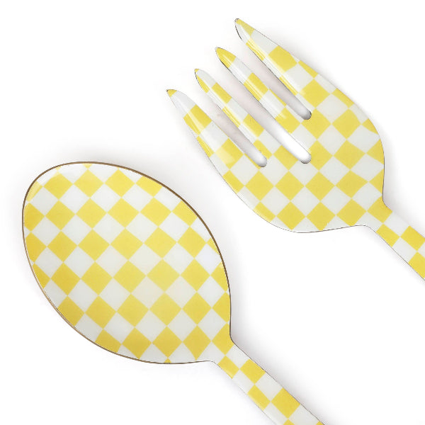 Yellow Enamel Salad Server (Set of 2) - 11 x 2.5 Inches