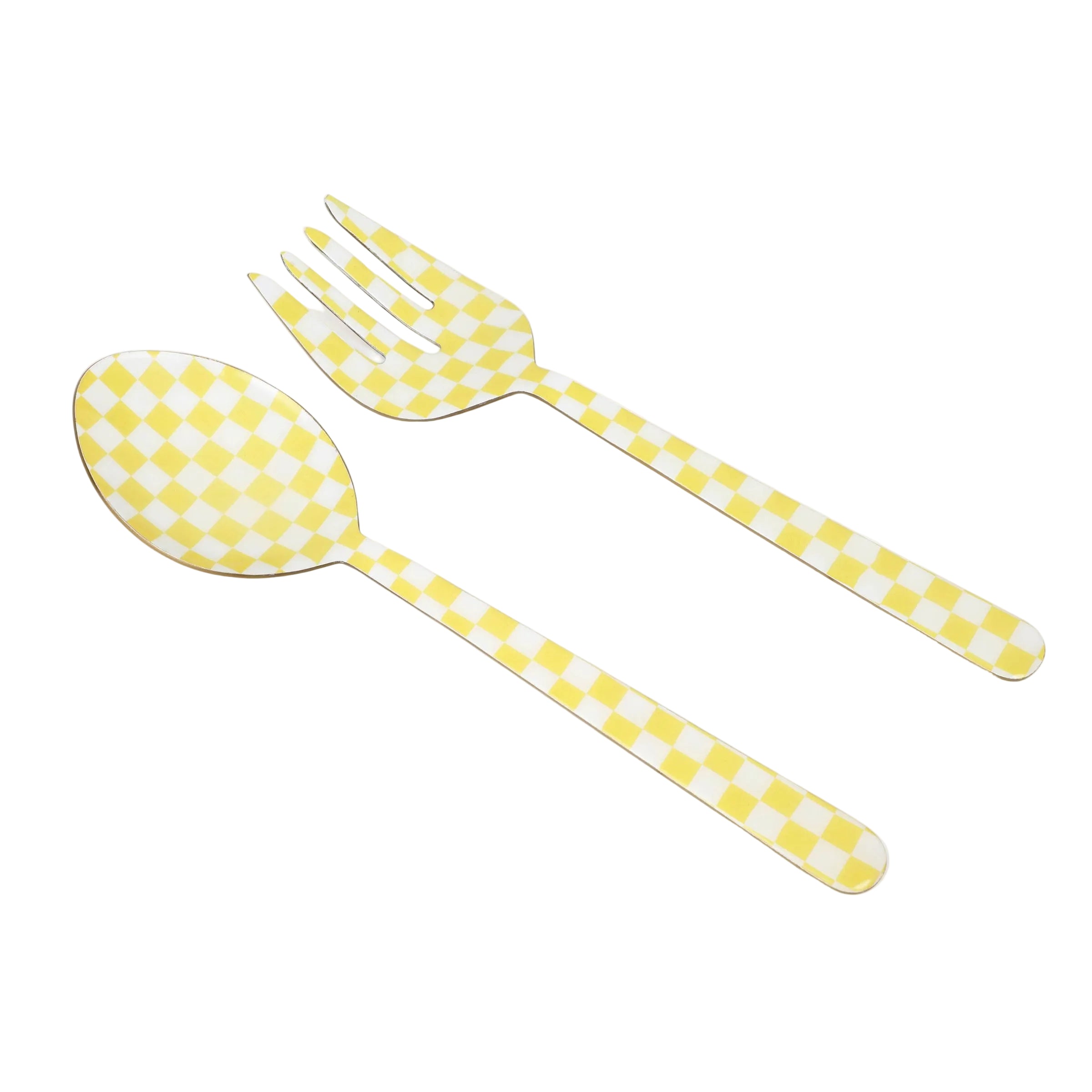 Yellow Enamel Salad Server (Set of 2) - 11 x 2.5 Inches