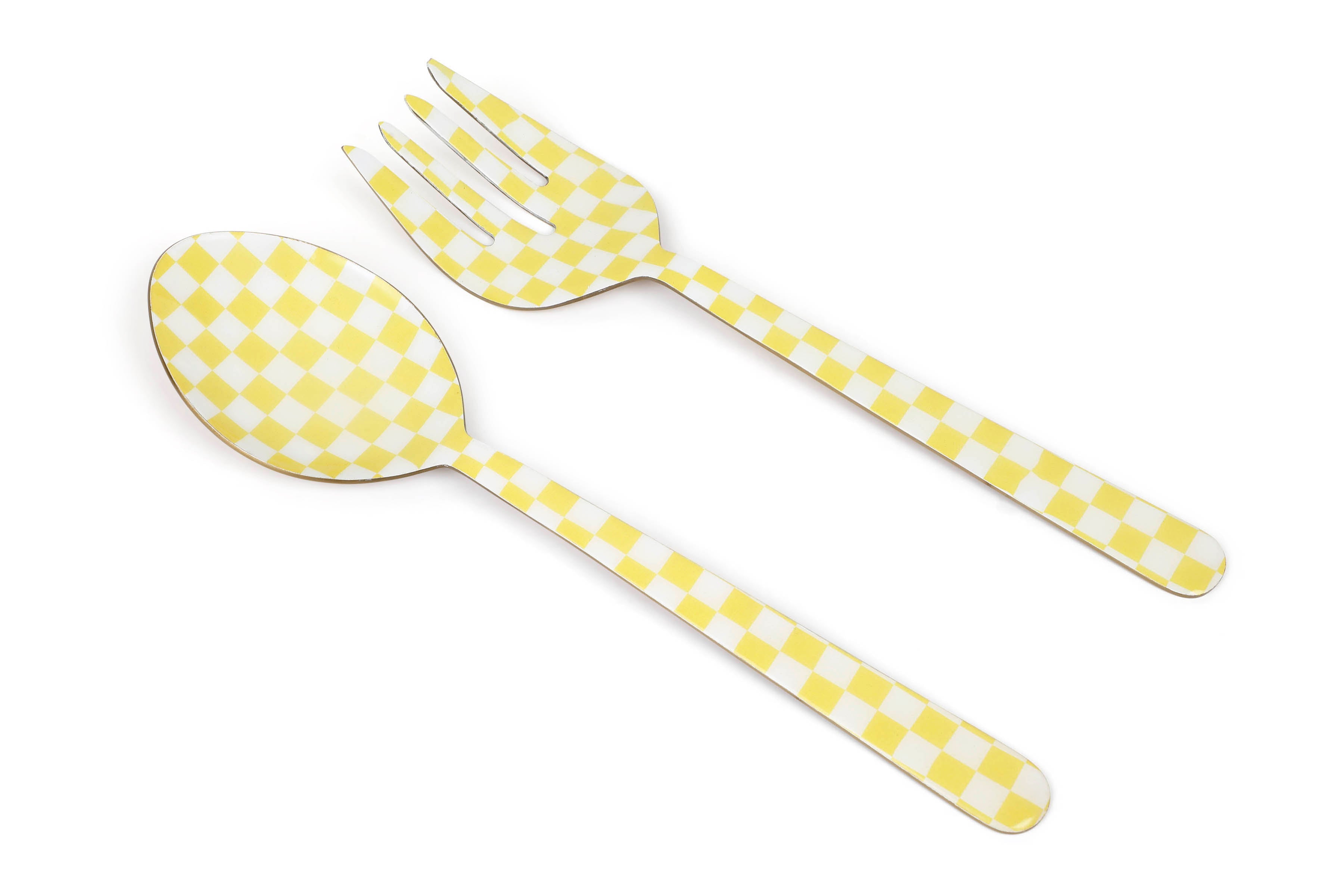 Yellow Enamel Salad Server (Set of 2) - 11 x 2.5 Inches