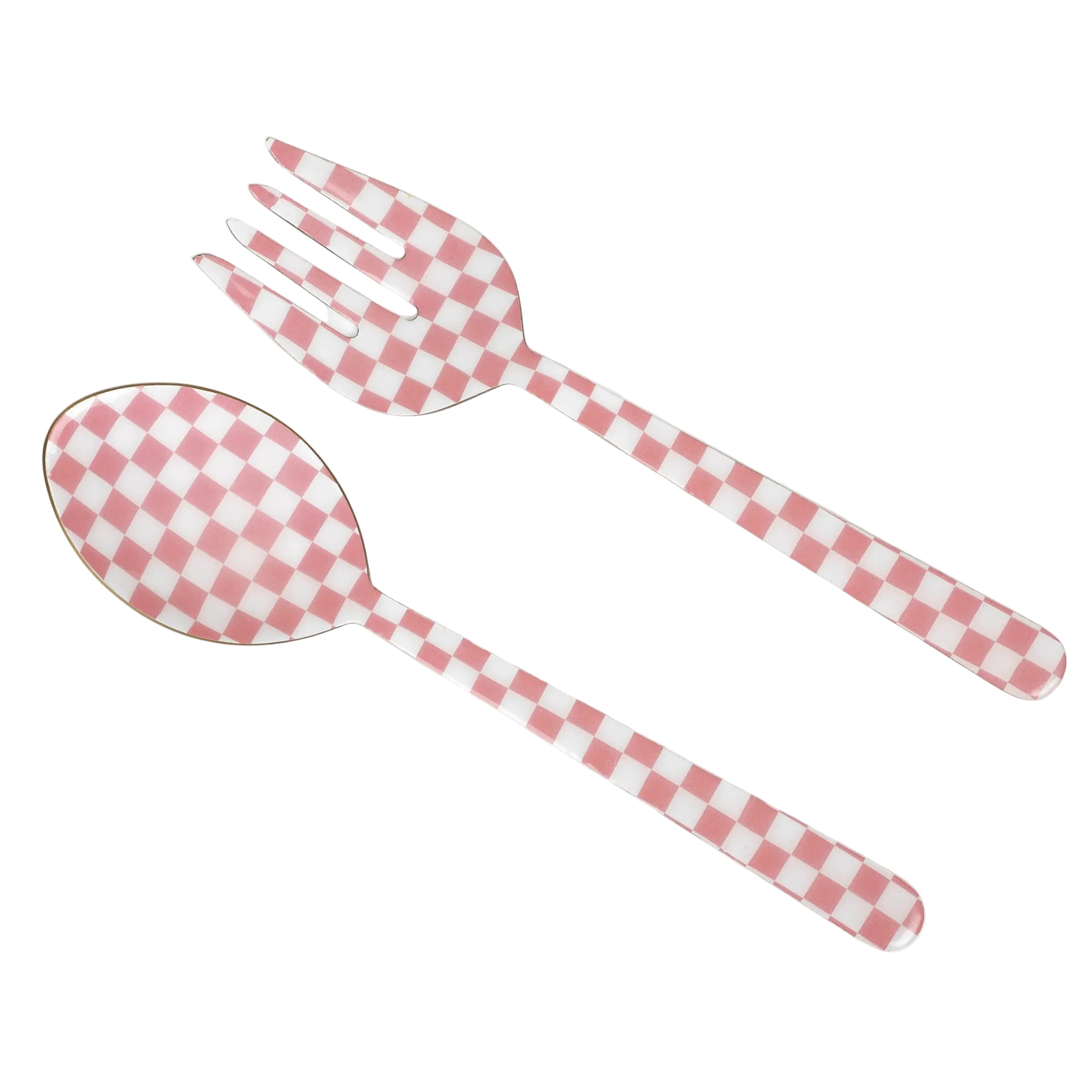 Pink Enamel Salad Server (Set of 2) - 11 x 2.5 Inches