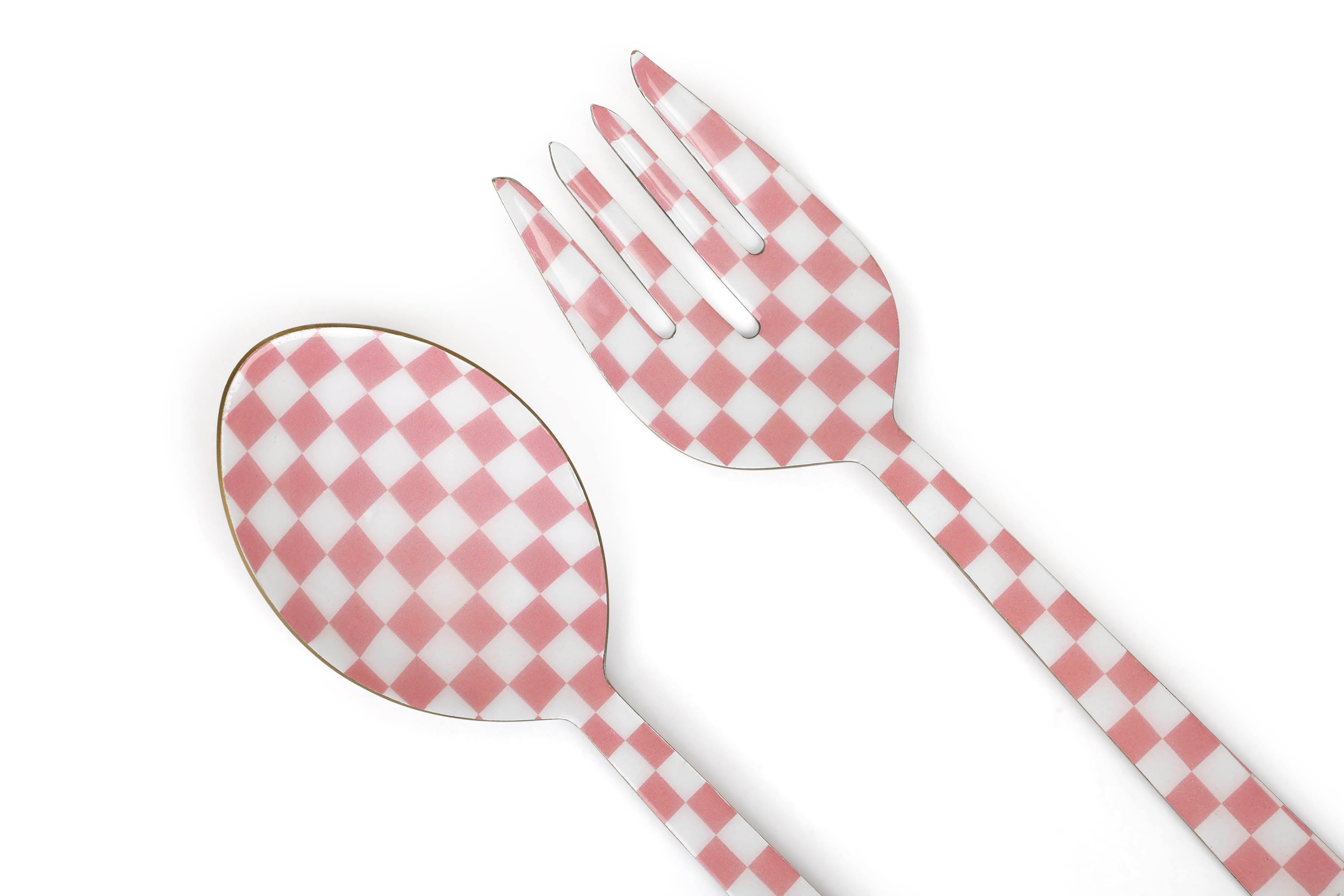 Pink Enamel Salad Server (Set of 2) - 11 x 2.5 Inches