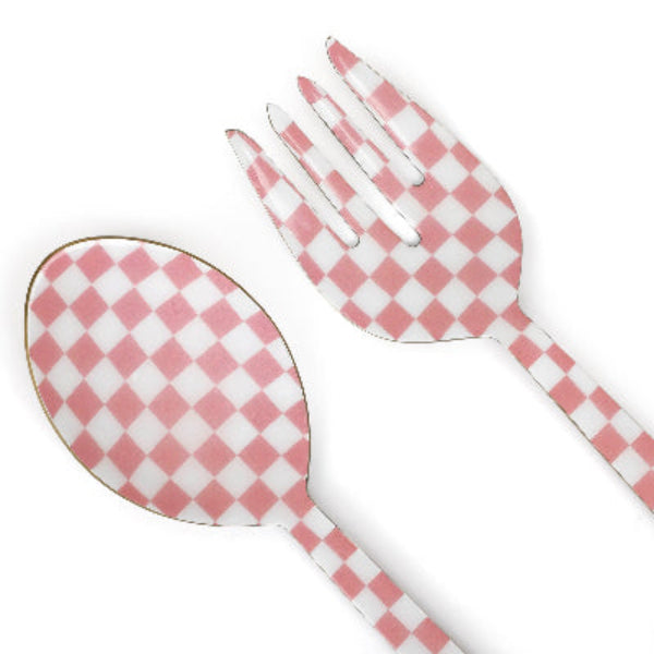 Pink Enamel Salad Server (Set of 2) - 11 x 2.5 Inches