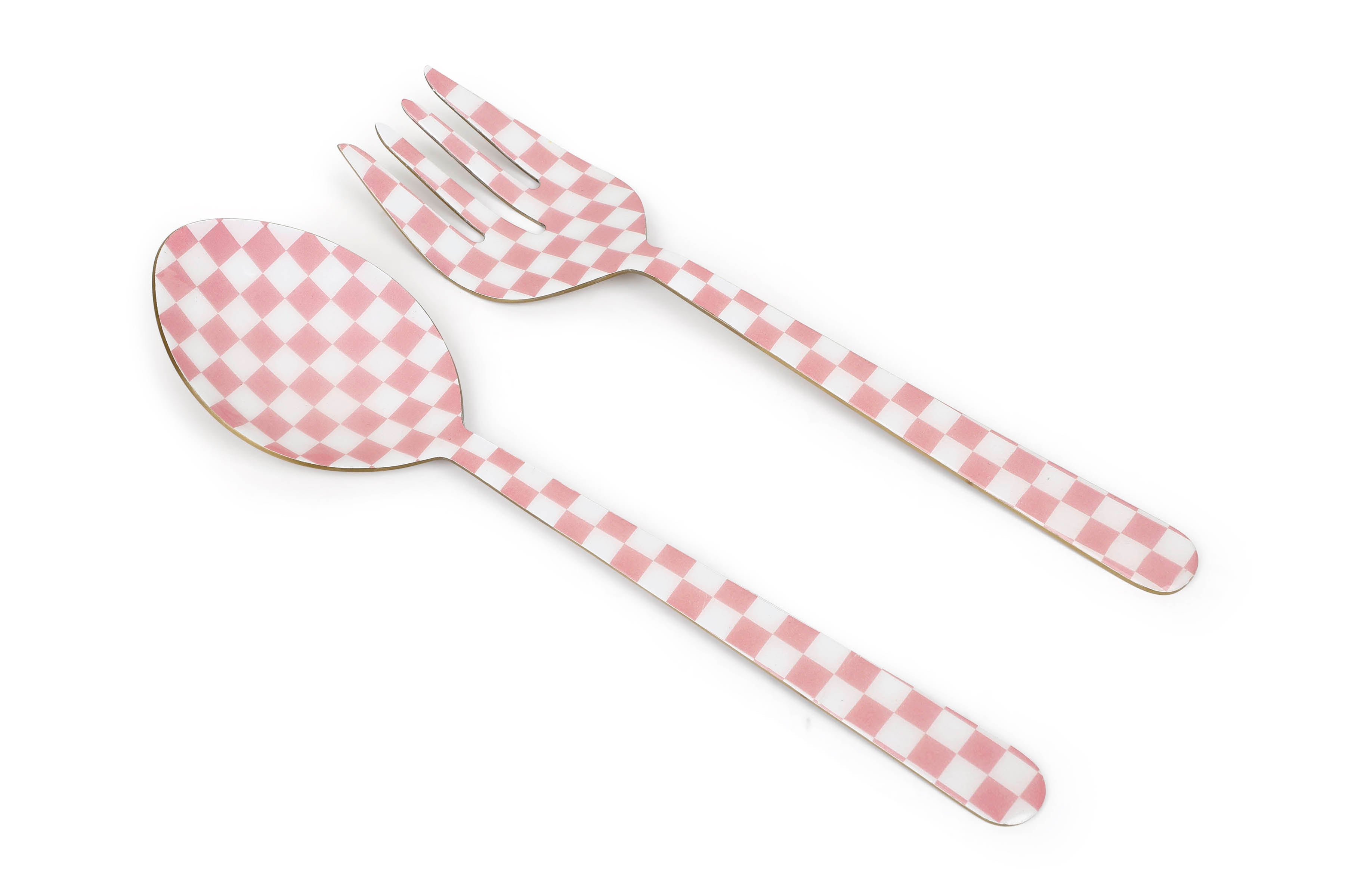 Pink Enamel Salad Server (Set of 2) - 11 x 2.5 Inches