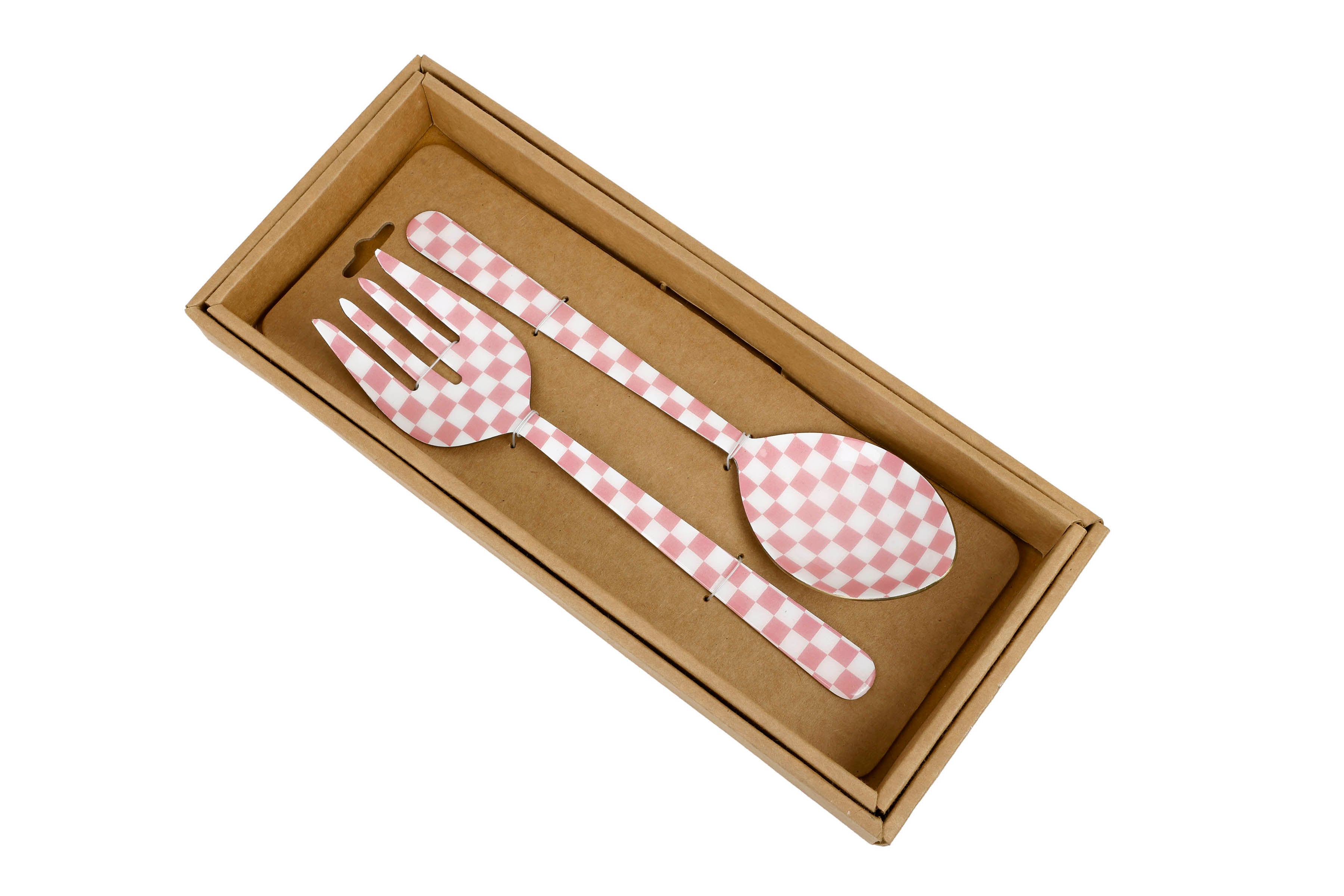 Pink Enamel Salad Server (Set of 2) - 11 x 2.5 Inches