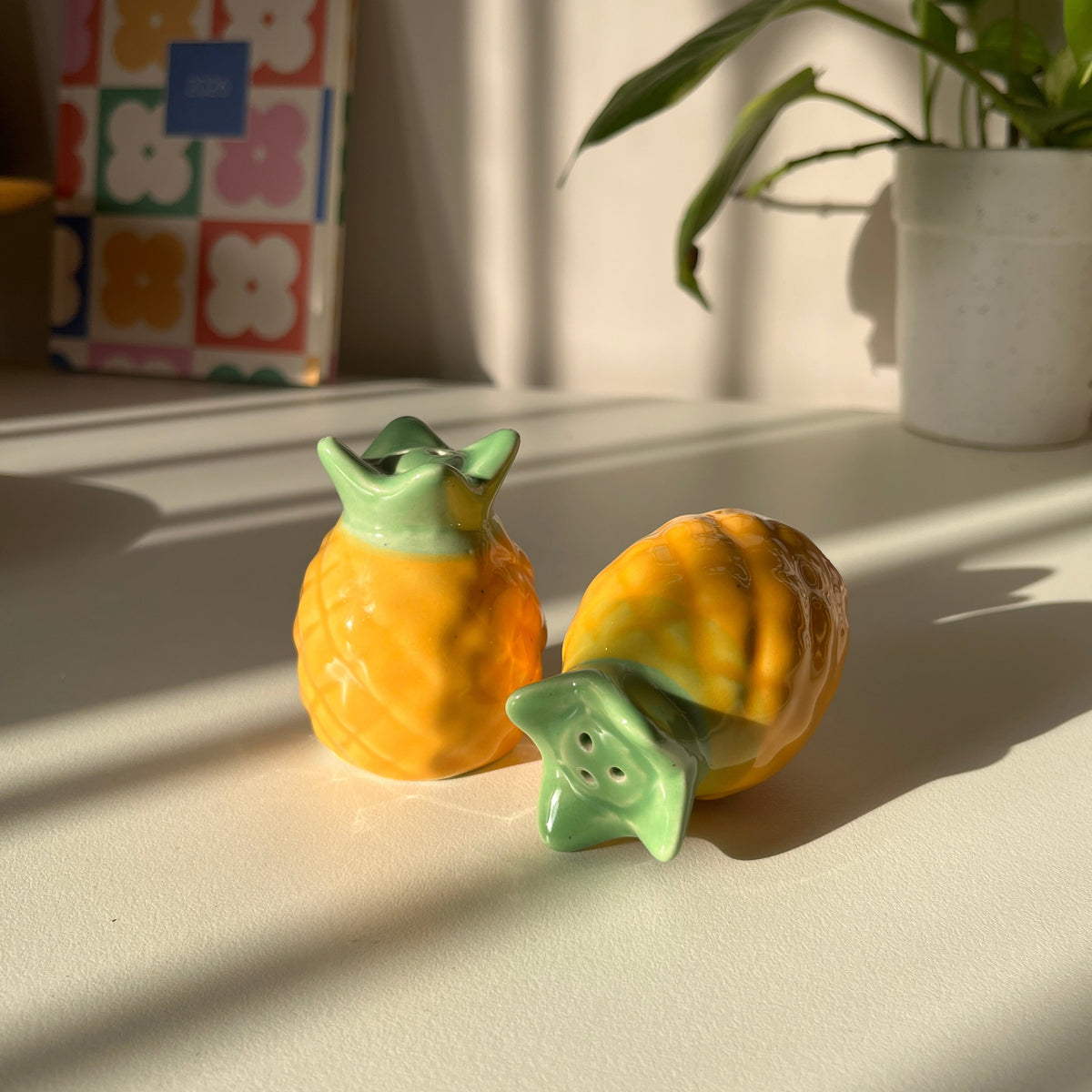 Pineapple Salt & Pepper Shakers Set | Hand-Painted Ceramic