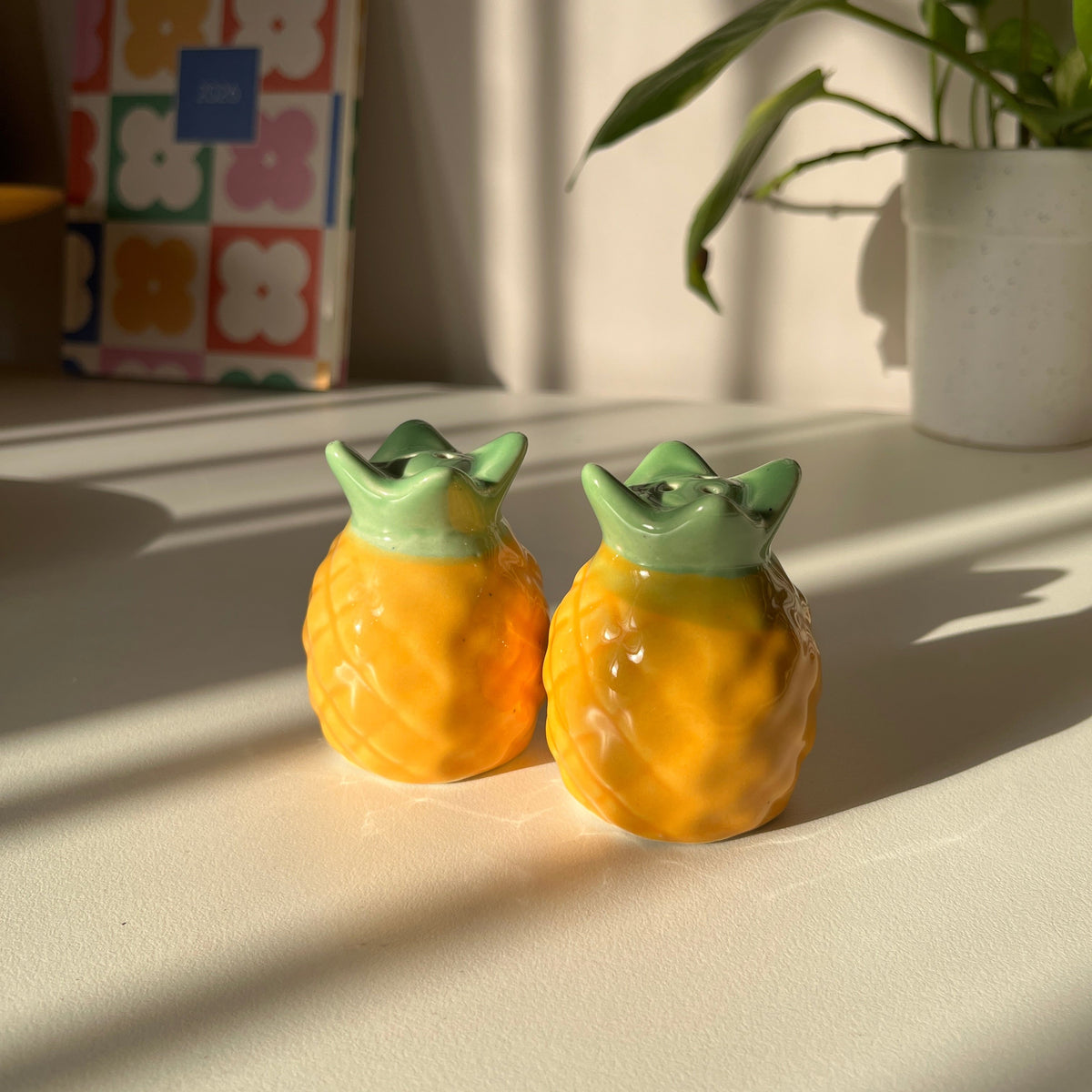 Pineapple Salt & Pepper Shakers Set | Hand-Painted Ceramic