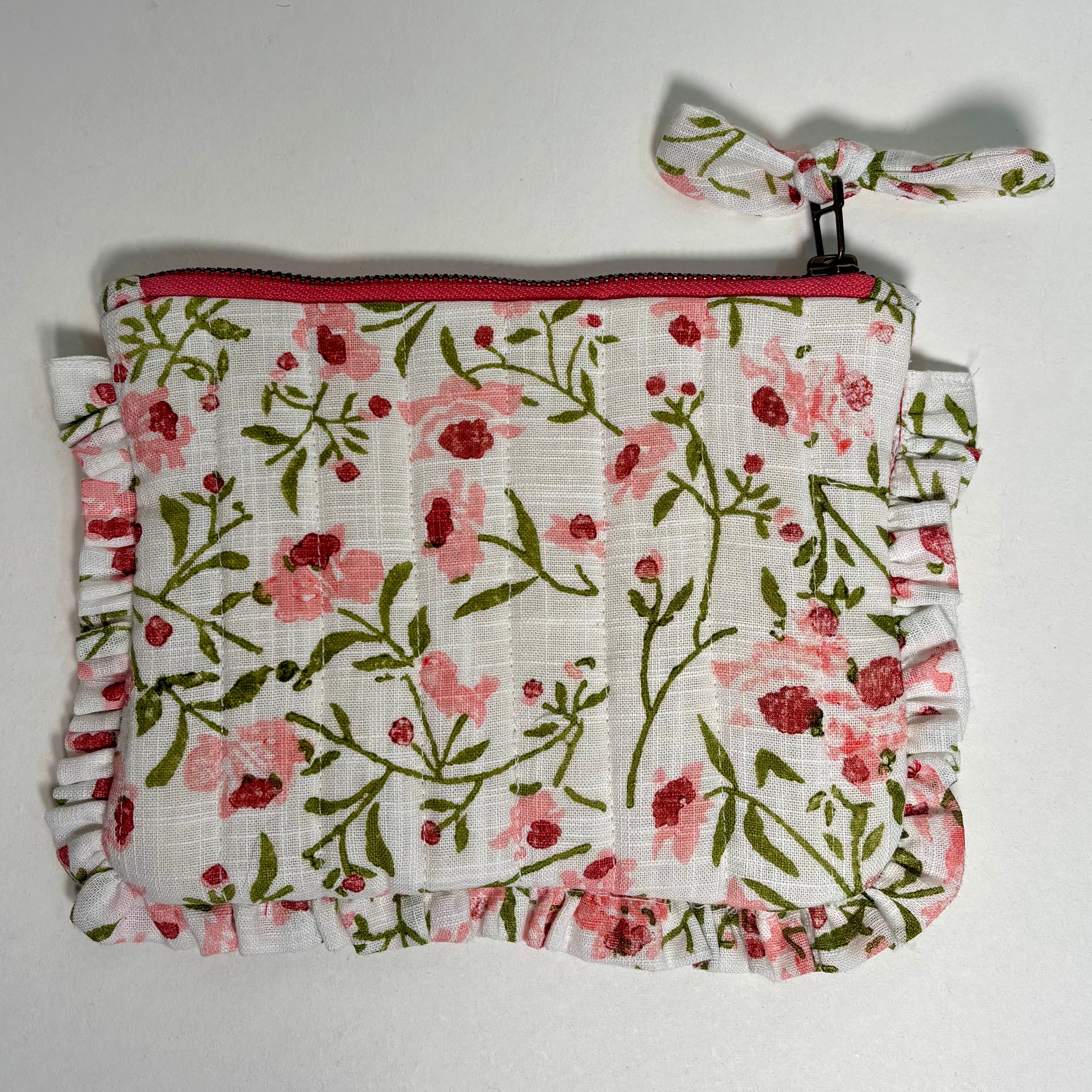 Sustainable Quilted Cotton Pouch, Spring Bloom  - 8 x 5 Inches (Set of 2)