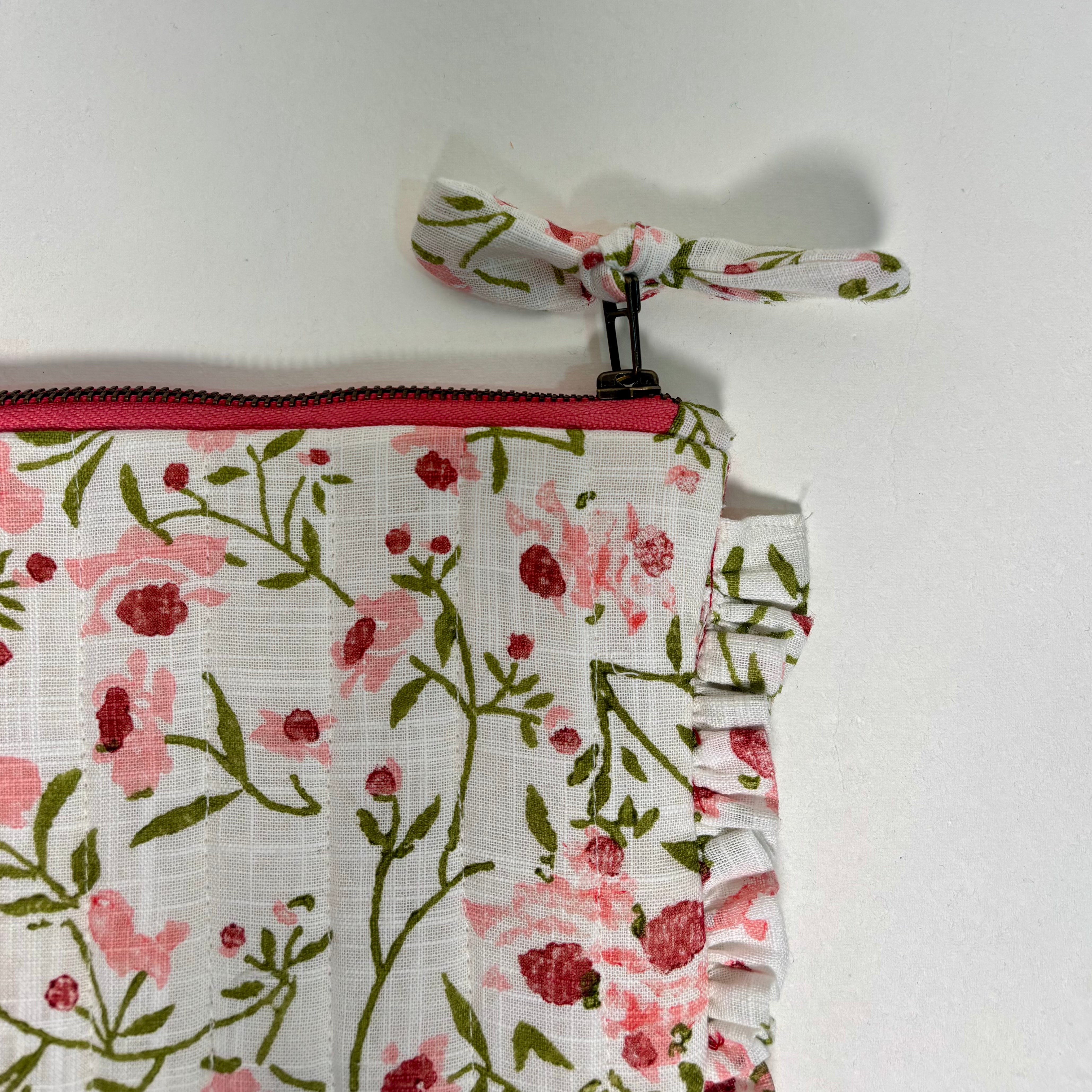 Sustainable Quilted Cotton Pouch, Spring Bloom  - 8 x 5 Inches (Set of 2)