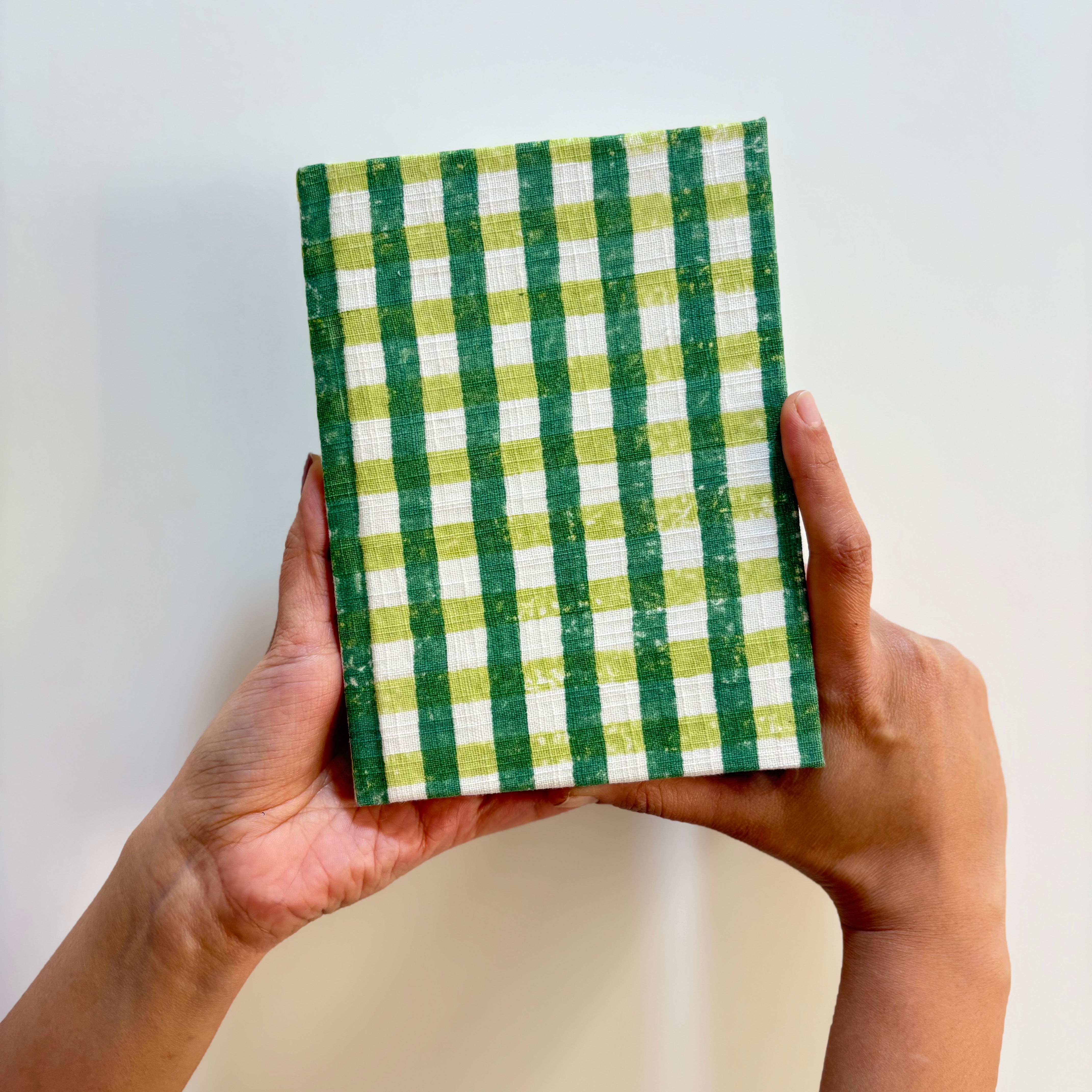 Handcrafted Sustainable Diary Journal Notebook , Green Checks - A5 (Set of 2)