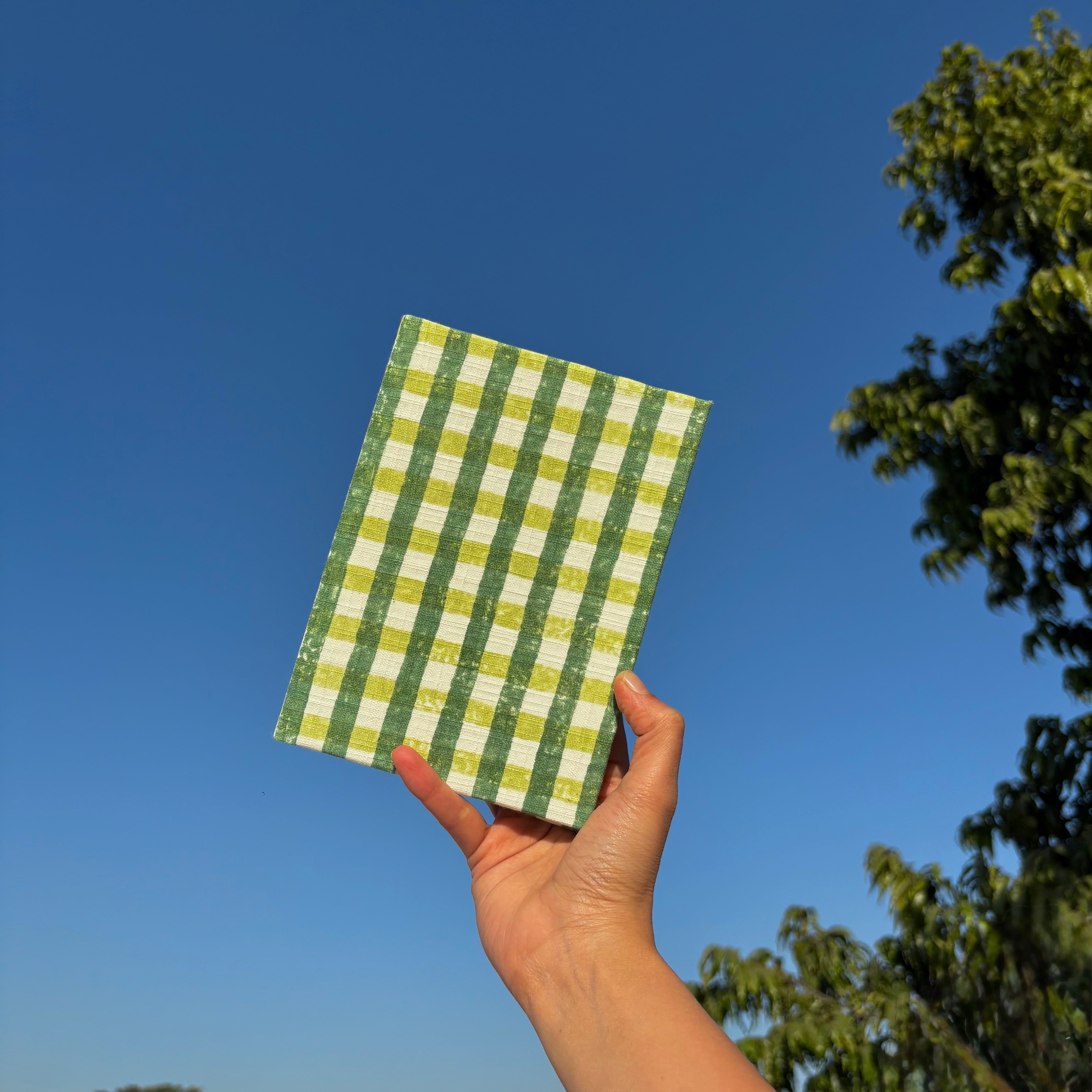 Handcrafted Sustainable Diary Journal Notebook , Green Checks - A5 (Set of 2)