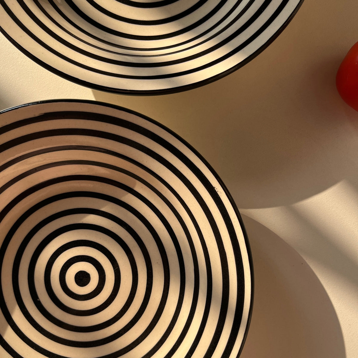 Black Spiral Pasta Plate | Hand-Painted Ceramic