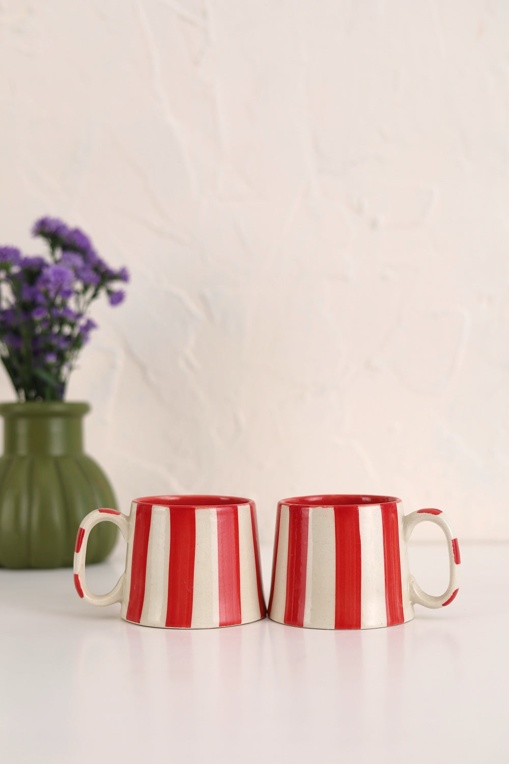 Ceramic Red Stripe  Coffee cup- 220ml (SET OF 6)