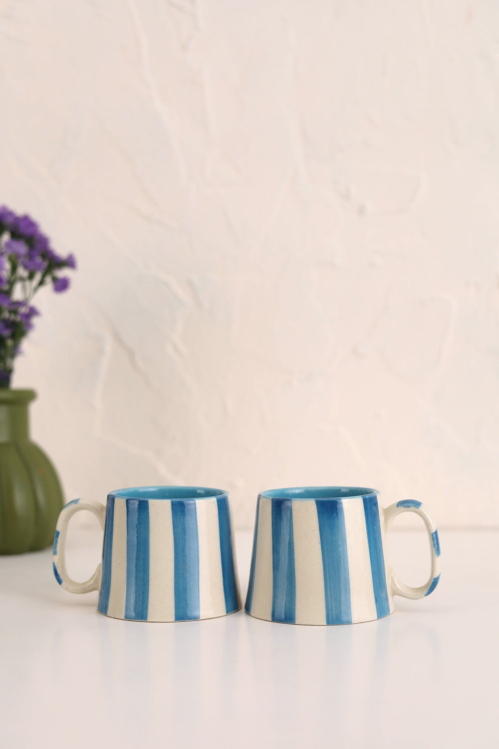 Ceramic Blue Stripe  Coffee cup- 220ml (SET OF 6)