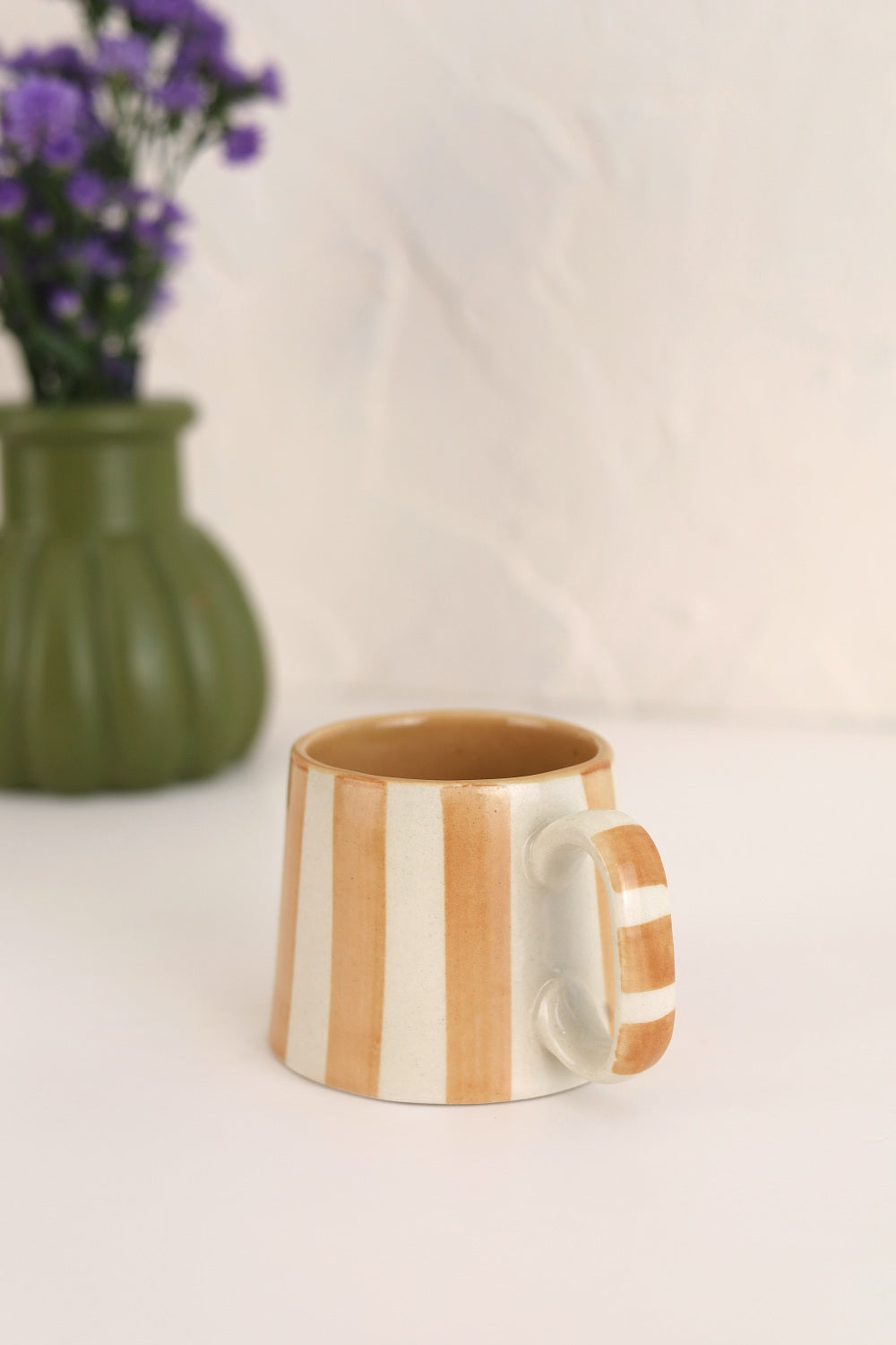 Ceramic Brown Stripe  Coffee cup- 220ml (SET OF 6)
