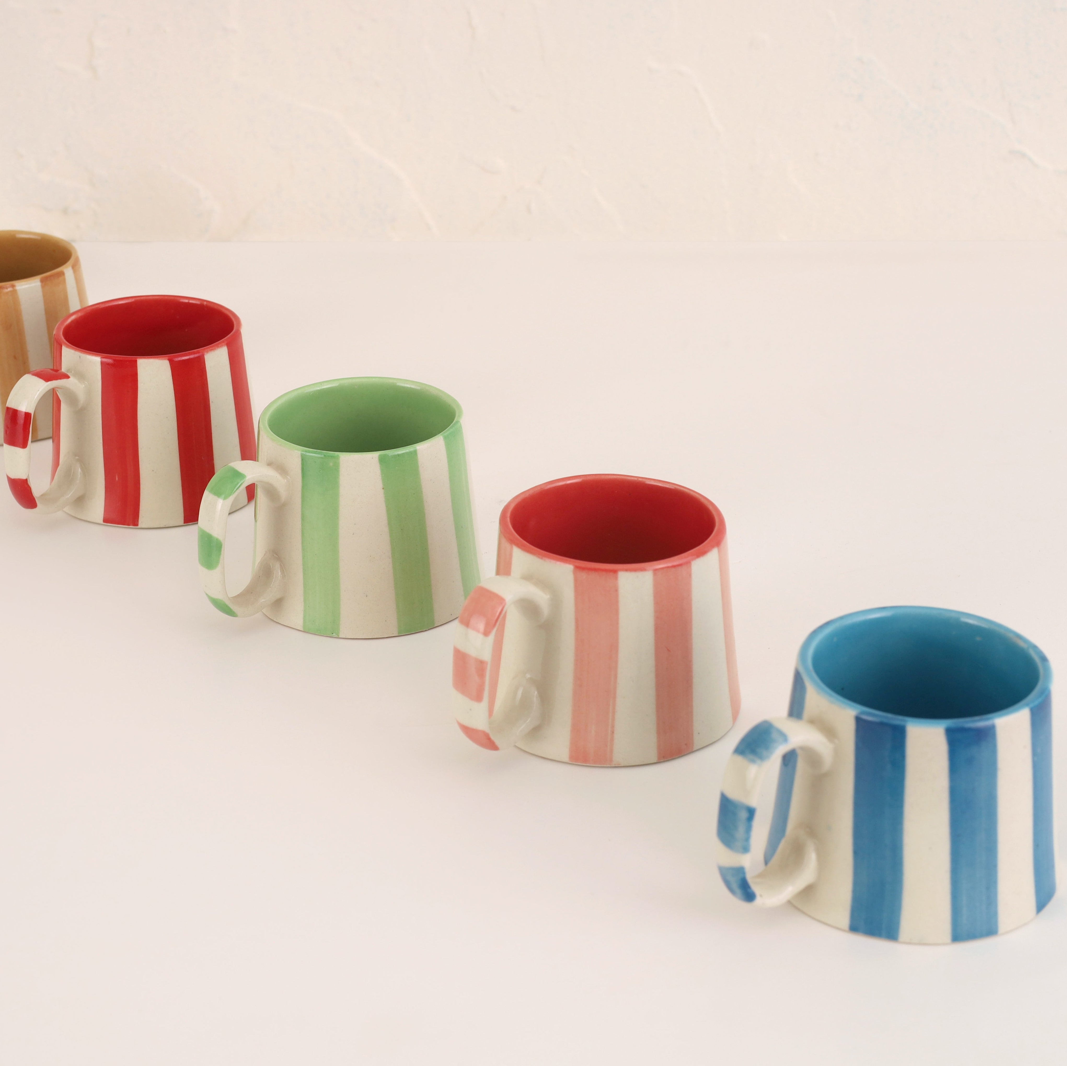 Ceramic Blue Stripe  Coffee cup- 220ml (SET OF 4)