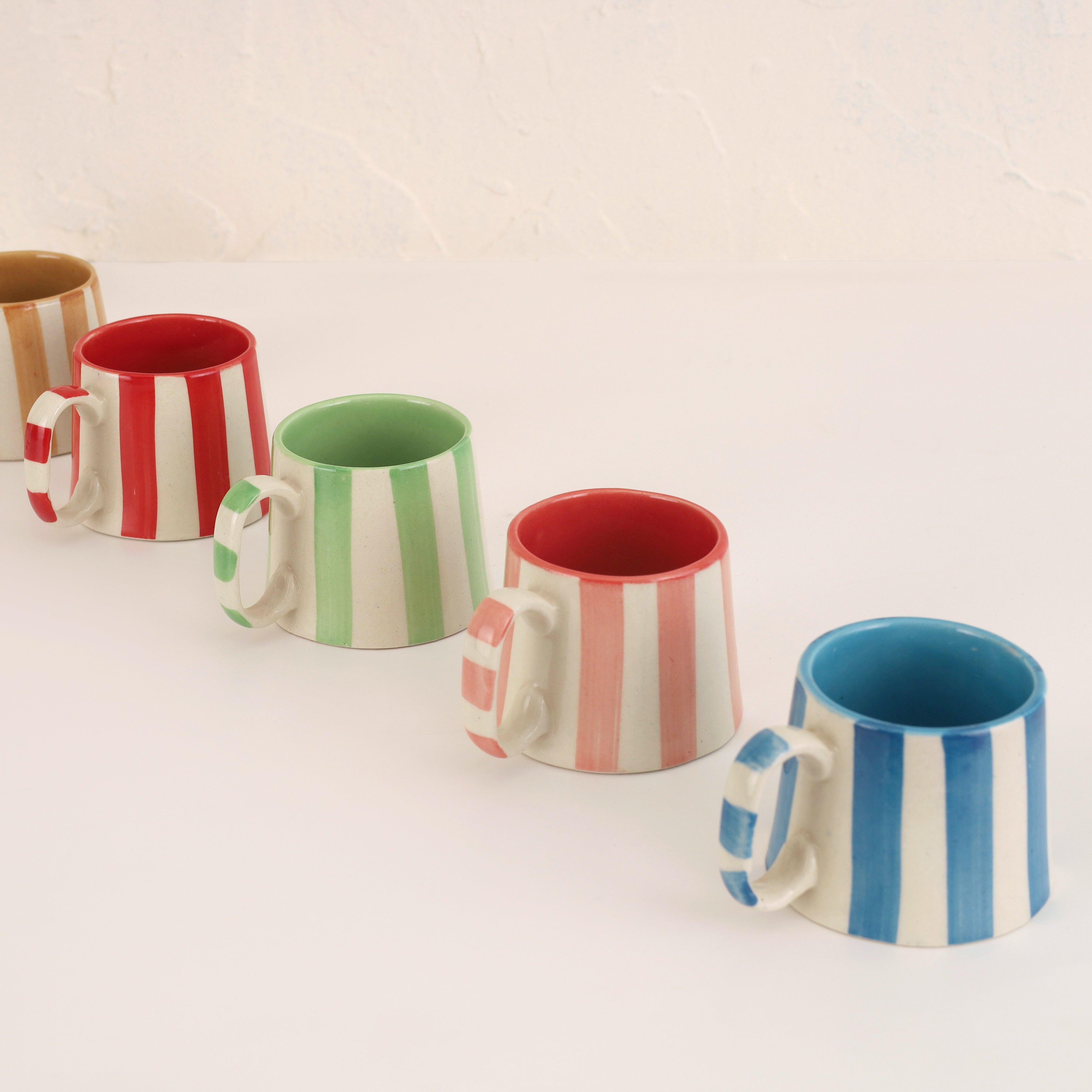 Ceramic Red Stripe  Coffee cup- 220ml (SET OF 4)