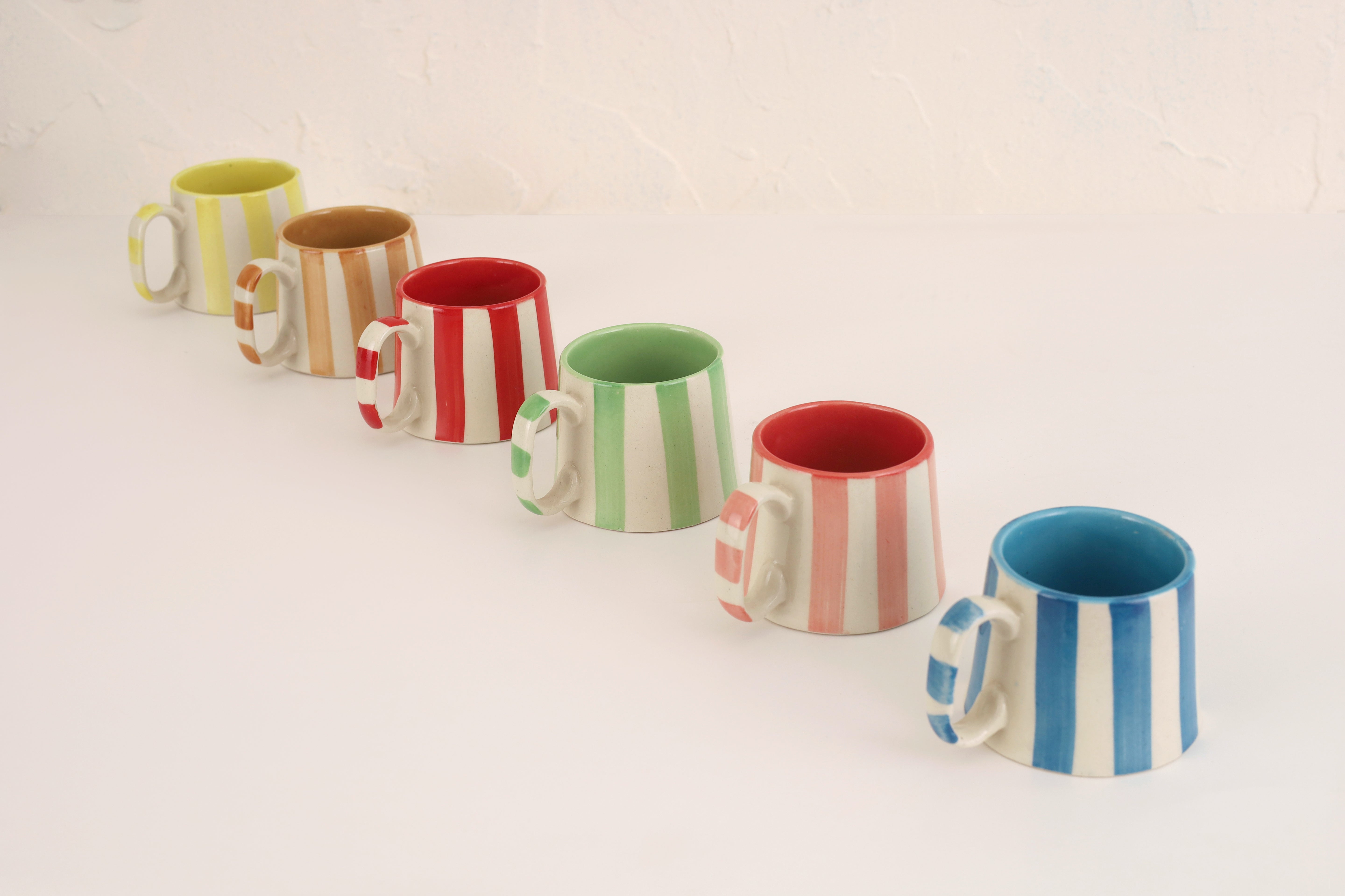 Ceramic Red Stripe  Coffee cup- 220ml (SET OF 6)