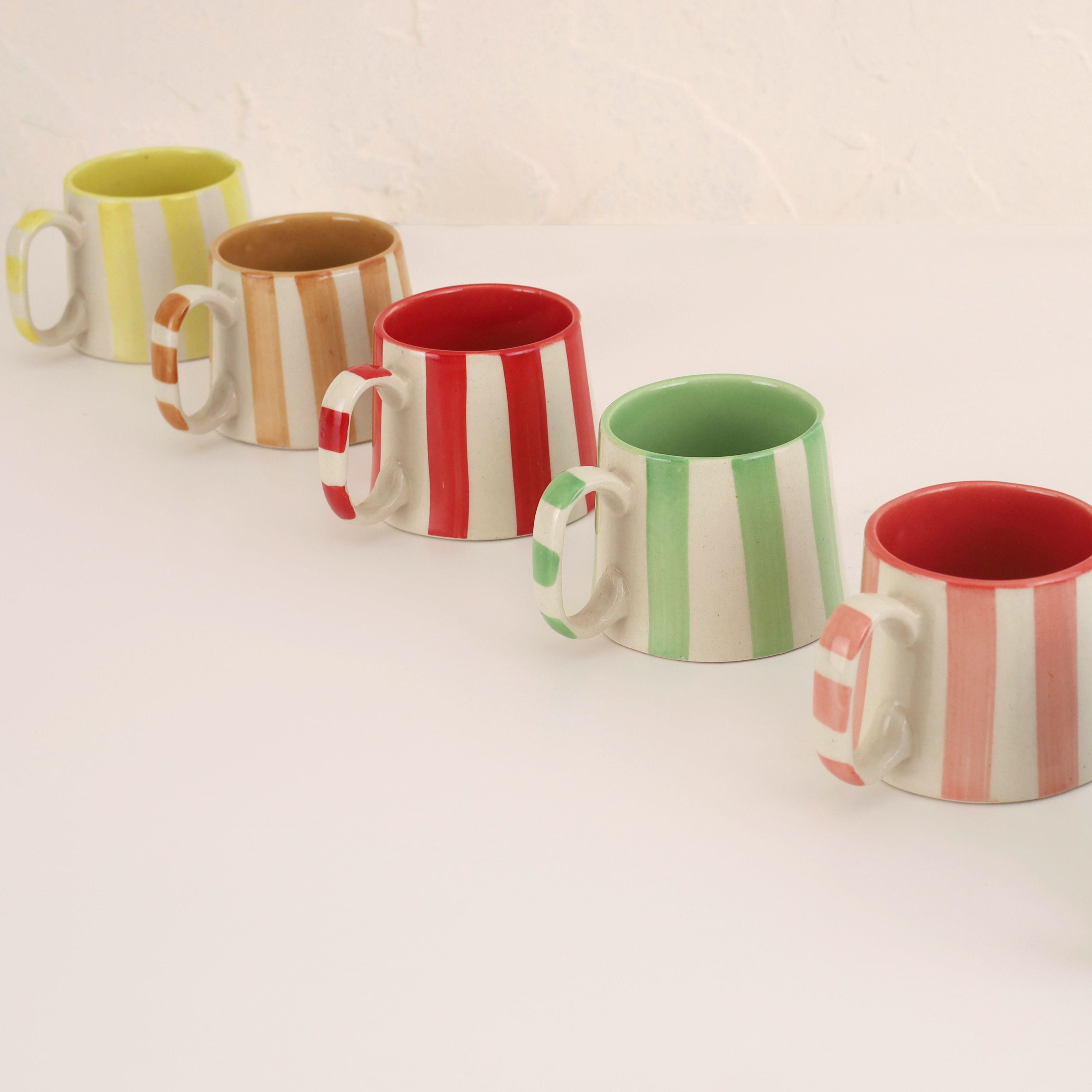 Ceramic Brown Stripe  Coffee cup- 220ml (SET OF 4)