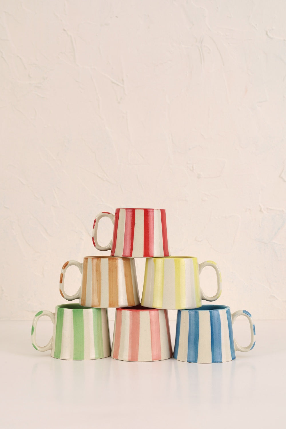 Ceramic Green Stripe  Coffee cup- 220ml (SET OF 6)