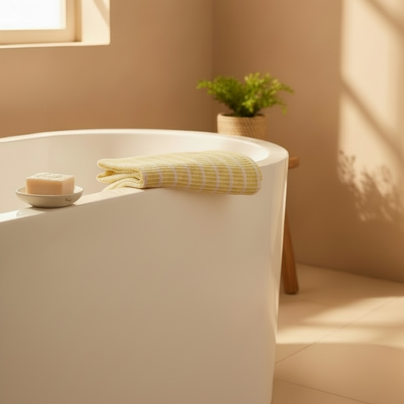 Handloom Cotton Lemon Fluff Bath Towel 30x60 Inches