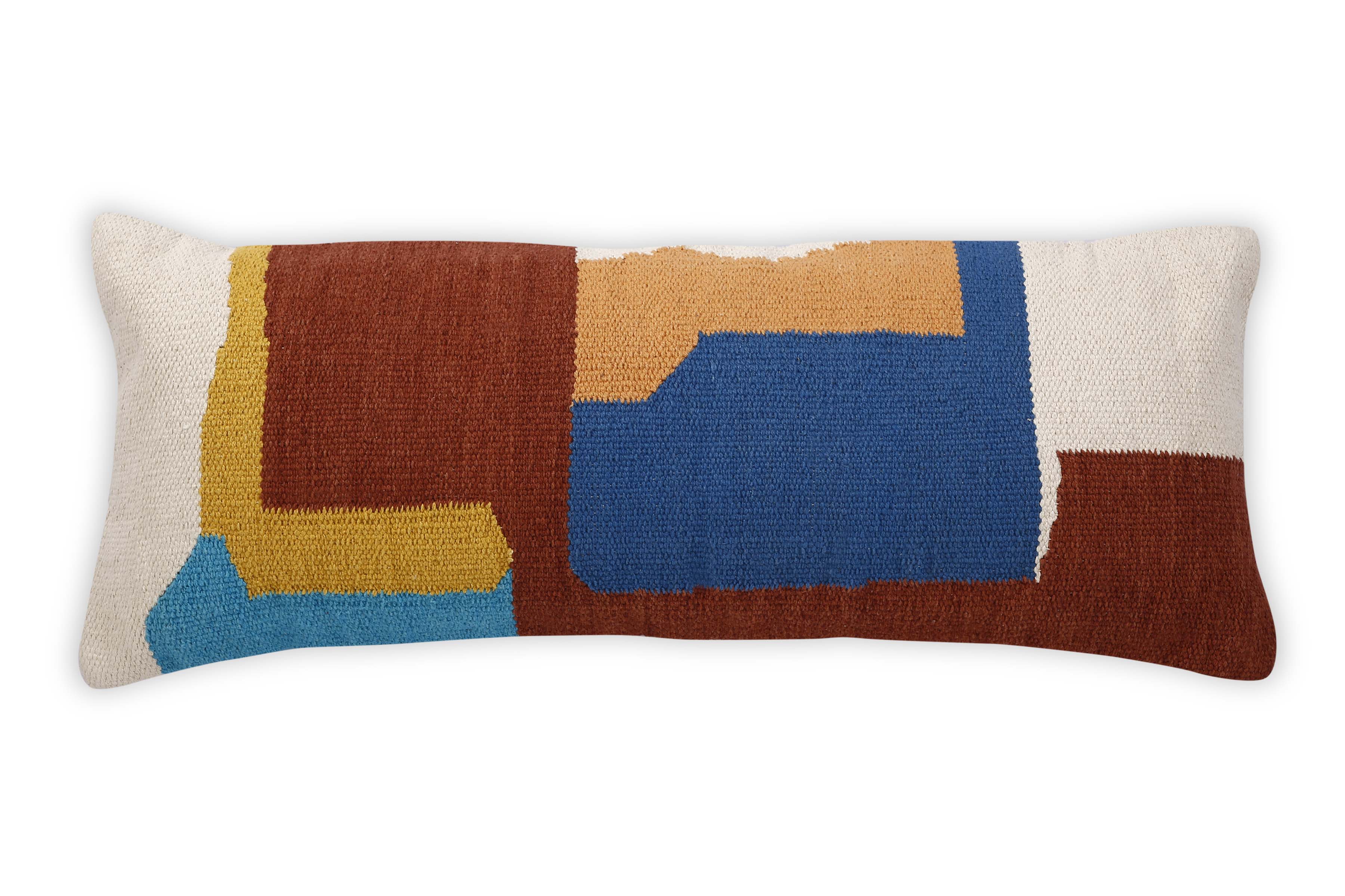 Ladakh Handcrafted Lumbar Pillow, Multi- 12x30 Inch