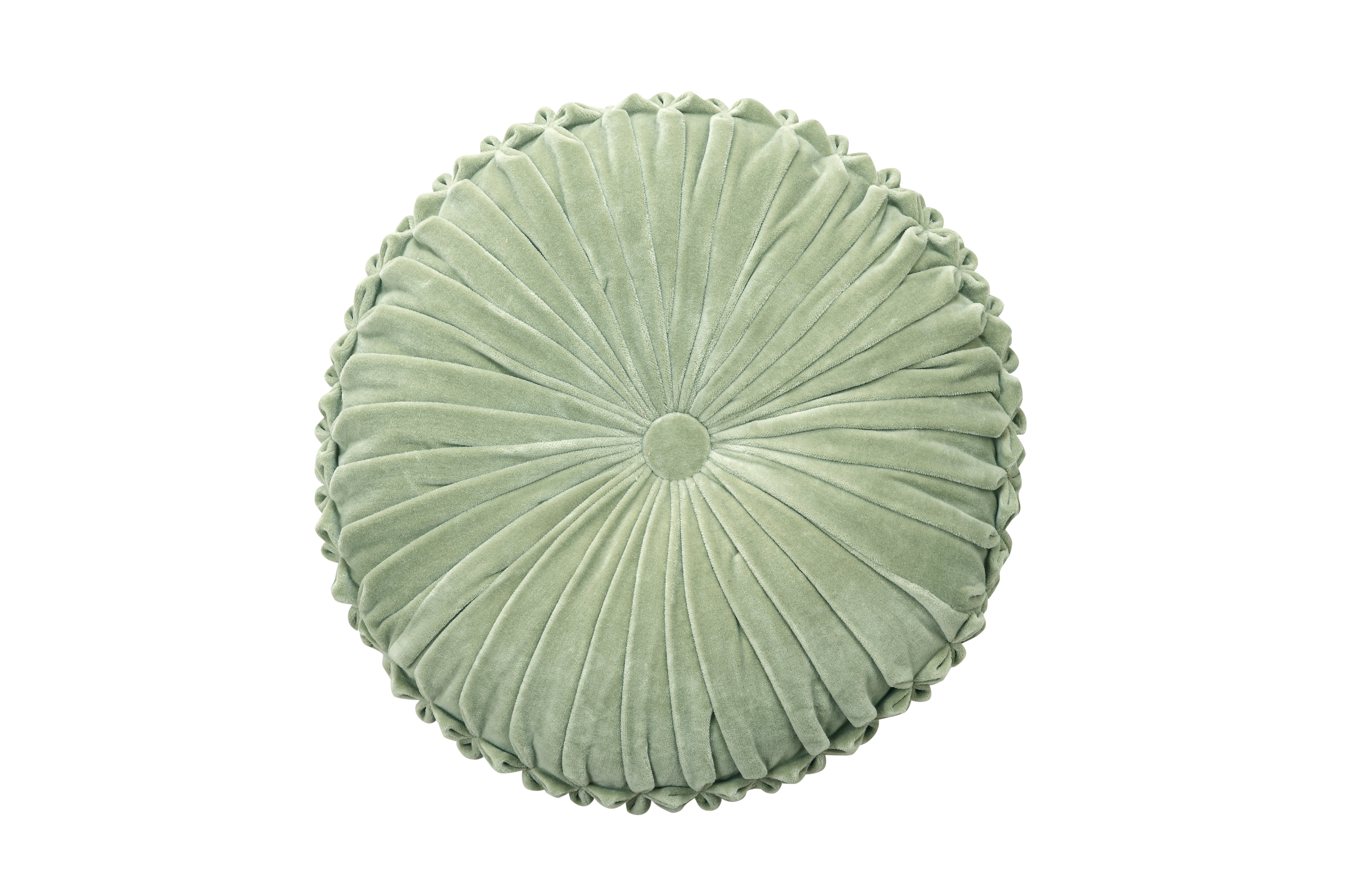 Velvet Round Handmade Pillow,  Pistachio Green - 16 Inch