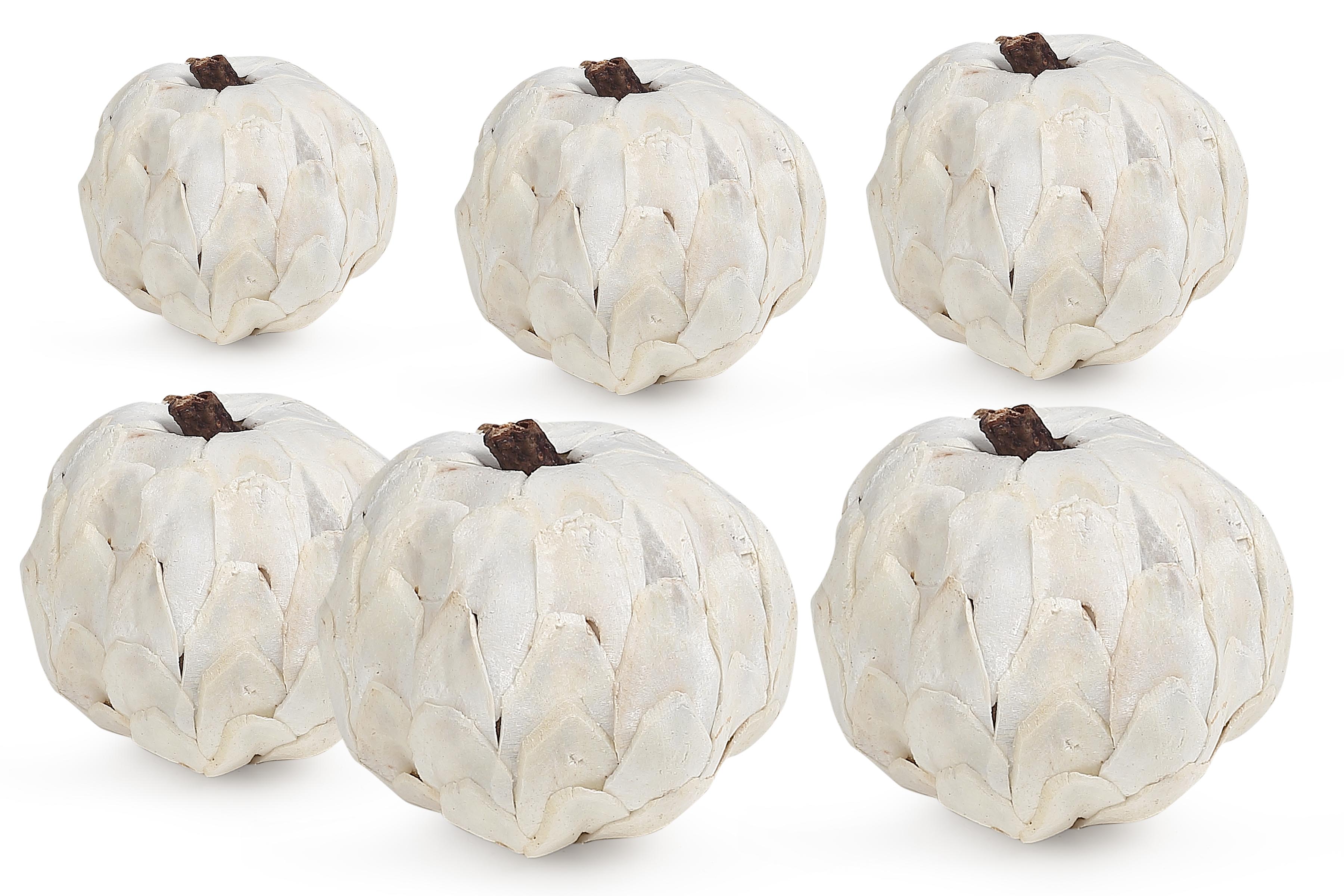 Faux White Pumpkin Decor /Vase Fill  - Dia 8 inch (SET OF 6)