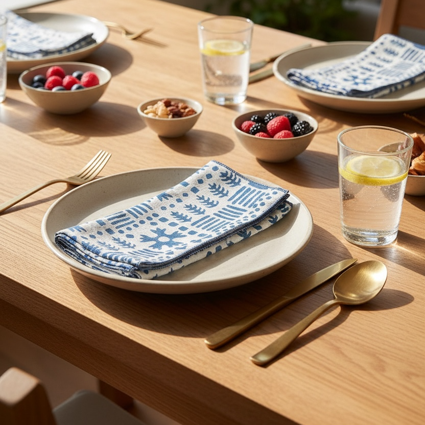 Hand Block Printed Munch & Magic Dinner Napkin 18x18 Inches (Set of 4)