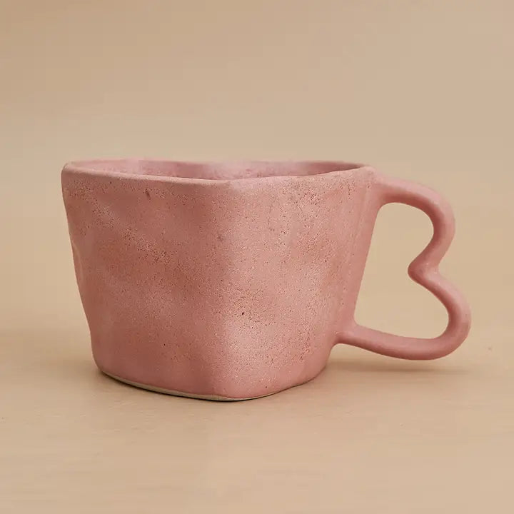 Ceramic Heart Mug, Pink 300ml