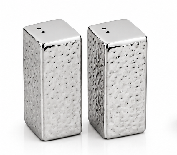 Handmade stainless steel salt and pepper shaker